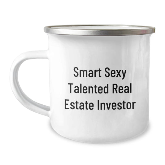 Funny Real Estate Investor Gifts for Him, 'Smart Sexy Talented' Quote, Camping Mug, Birthday Unique Gifts from Friends to Family - Image 1