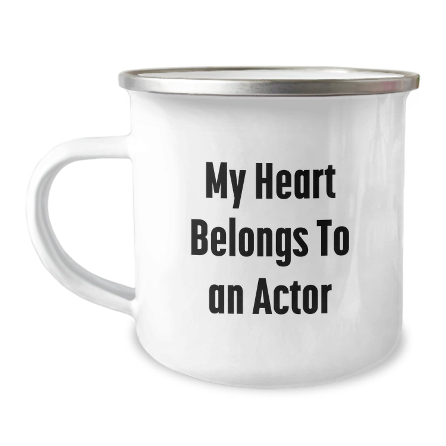 Funny Actor Gifts from Friends - My Heart Belongs To An Actor Camping Mug for Birthday, Perfect for Actor Lovers, Unique Gifts for Him or Her - Image 1
