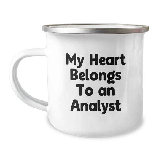 Funny Analyst Gifts from Friends - My Heart Belongs To An Analyst Enamel Camping Mug for Birthday - Image 1