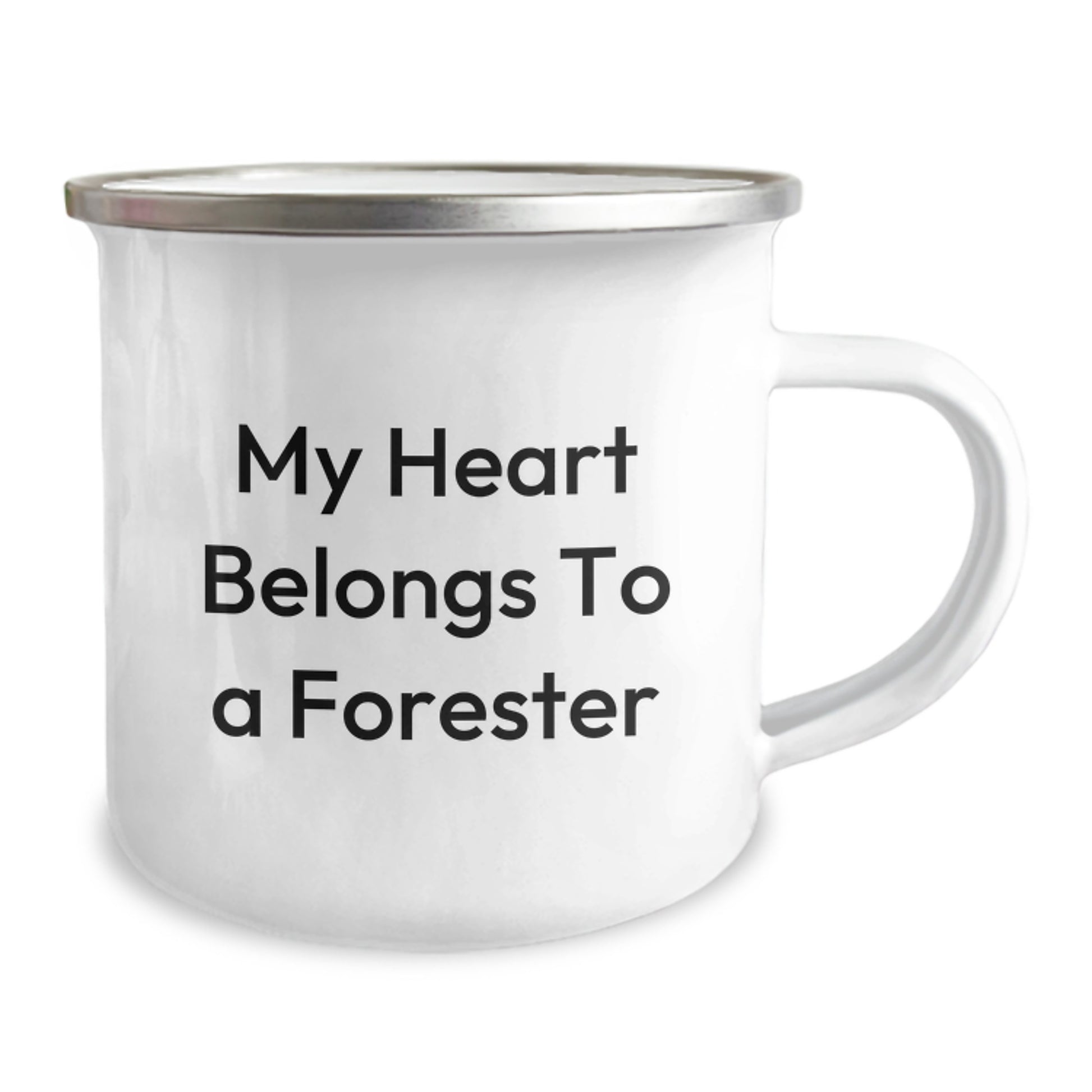 Funny Forester Gifts - My Heart Belongs To A Forester, Camping Mug for Graduation, Gifts from Family to Friends, 12 oz Stainless Steel with Enamel Finish - Image 2