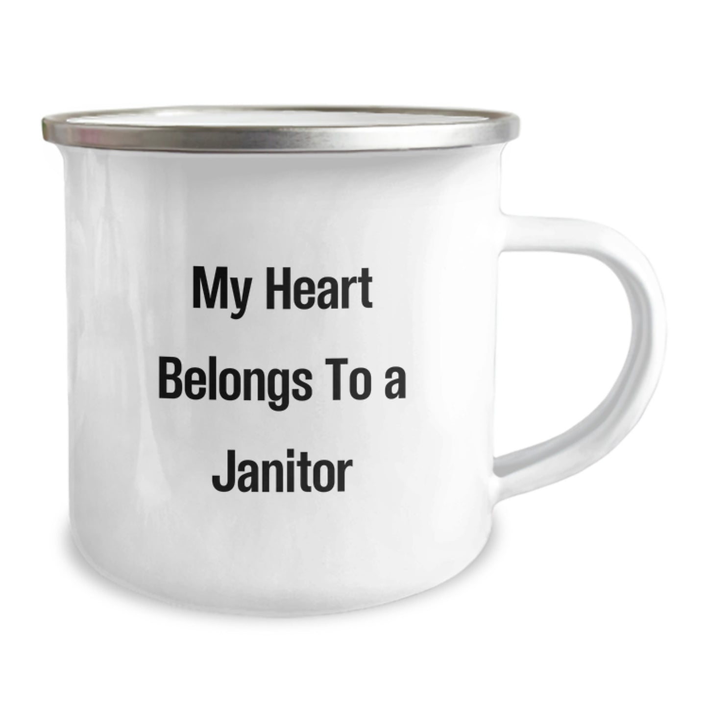 Funny Janitor Gifts from Friends for Janitor Graduation Unique Camping Mug, My Heart Belongs To A Janitor - Image 2
