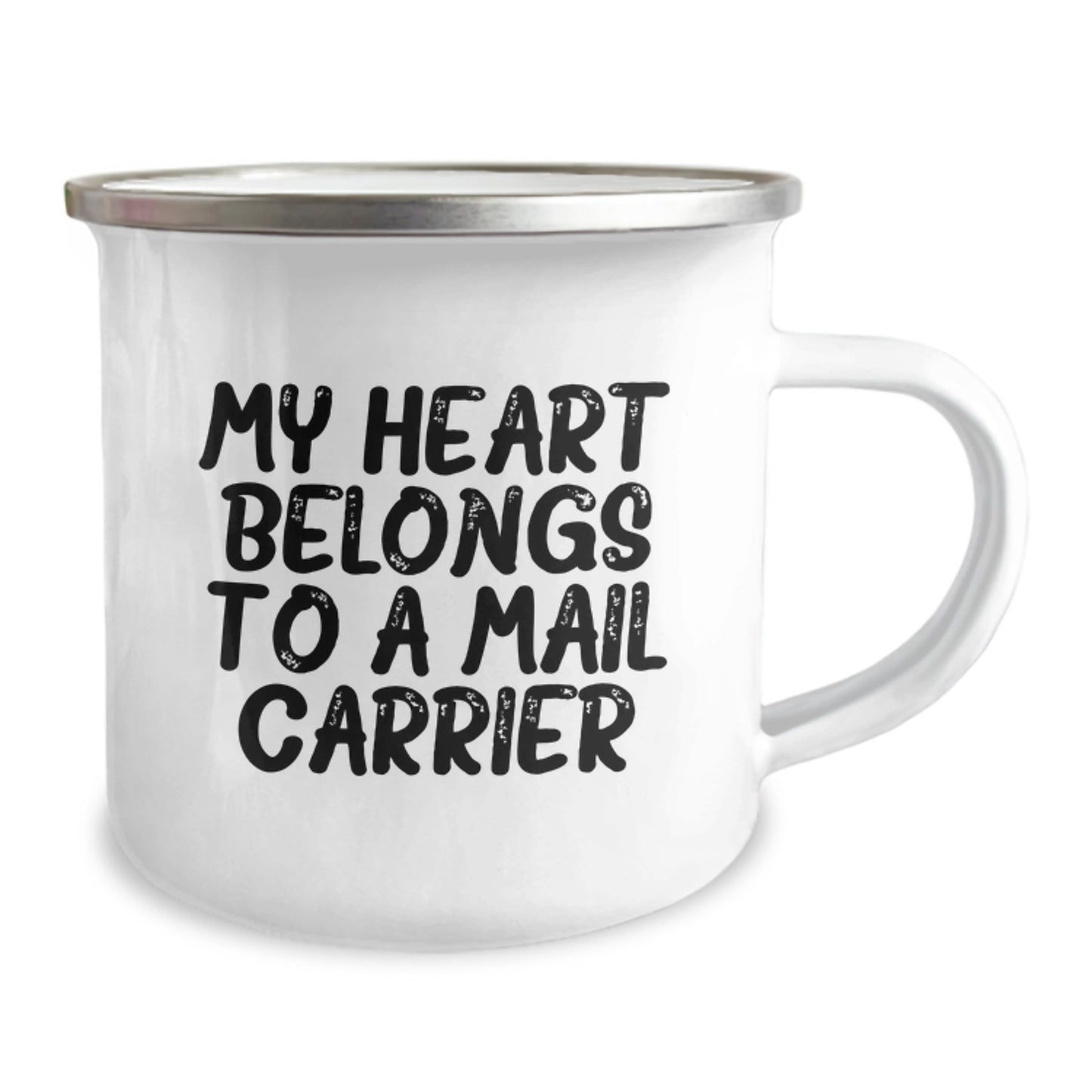 Funny Mail Carrier Gifts for Her from Friends - 'My Heart Belongs To A Mail Carrier' Quote on Camping Mug, Perfect for Graduation - Image 2