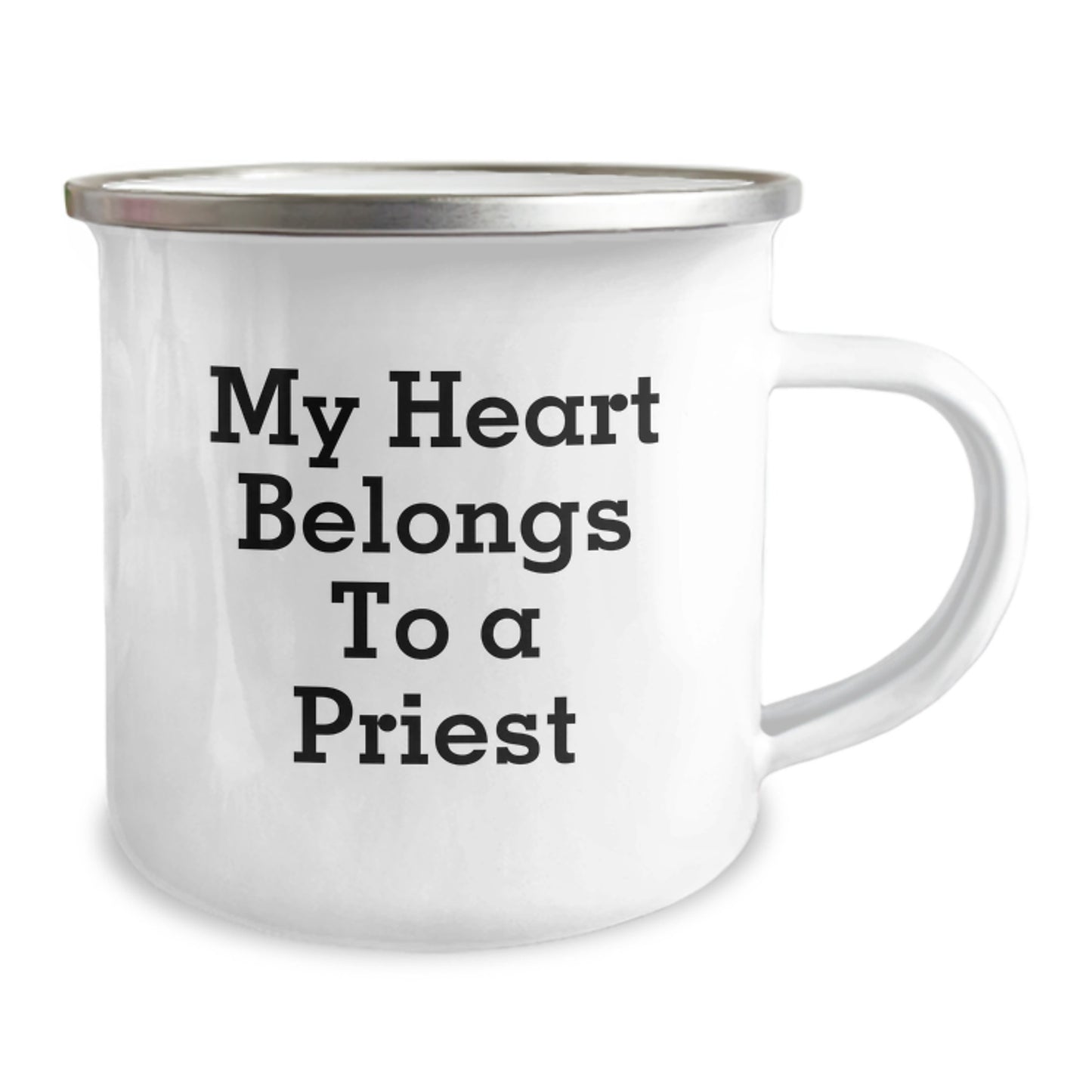 Unique Gifts from Friends for a Priest - 'My Heart Belongs To A Priest' Funny Camping Mug for Graduation - Image 2