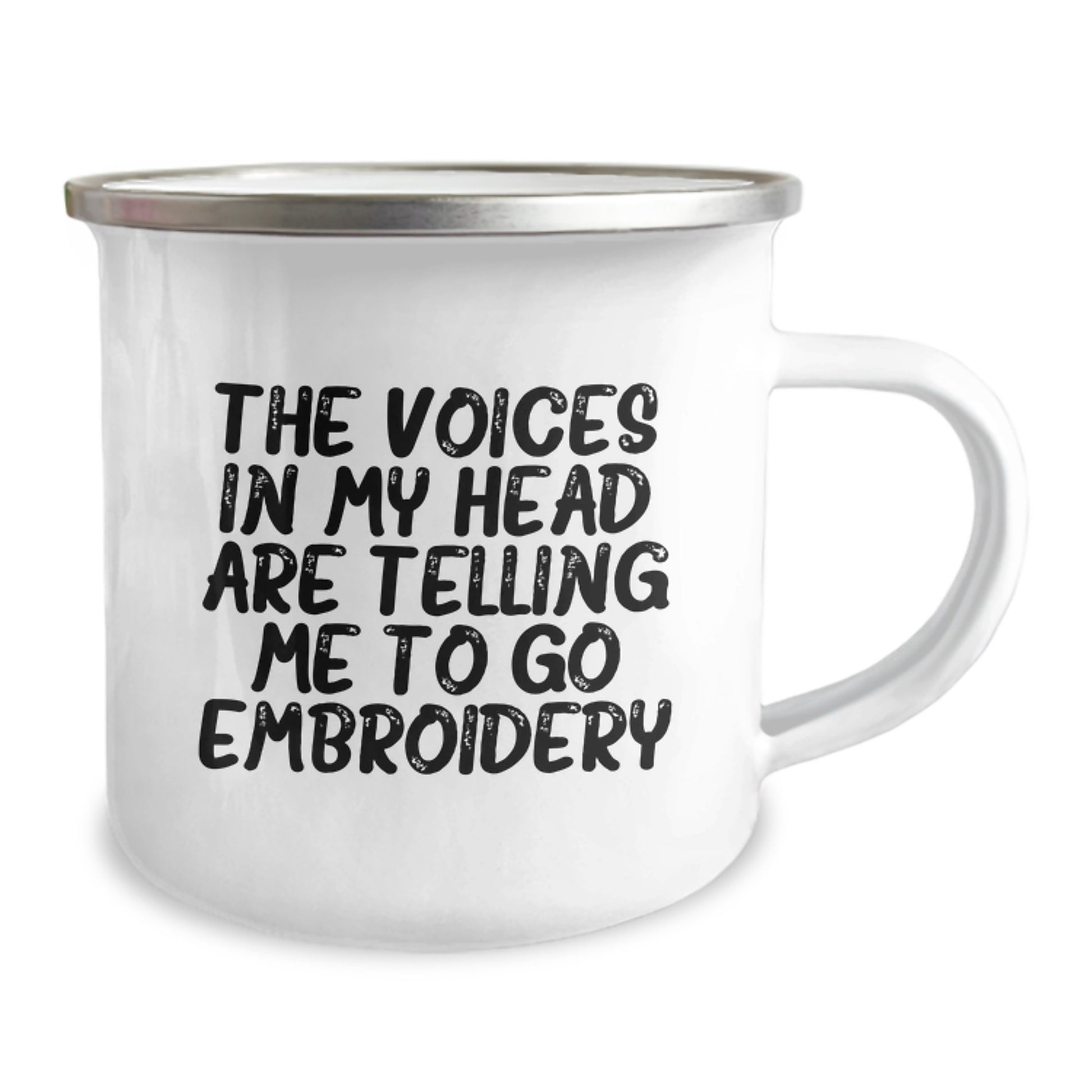 Embroidery Gifts for Friends, 'The Voices In My Head Are Telling Me To Go Embroidery' Funny Camping Mug for Graduation, Gifts from Friends, Women, Family, Embroidery Lovers - Image 2