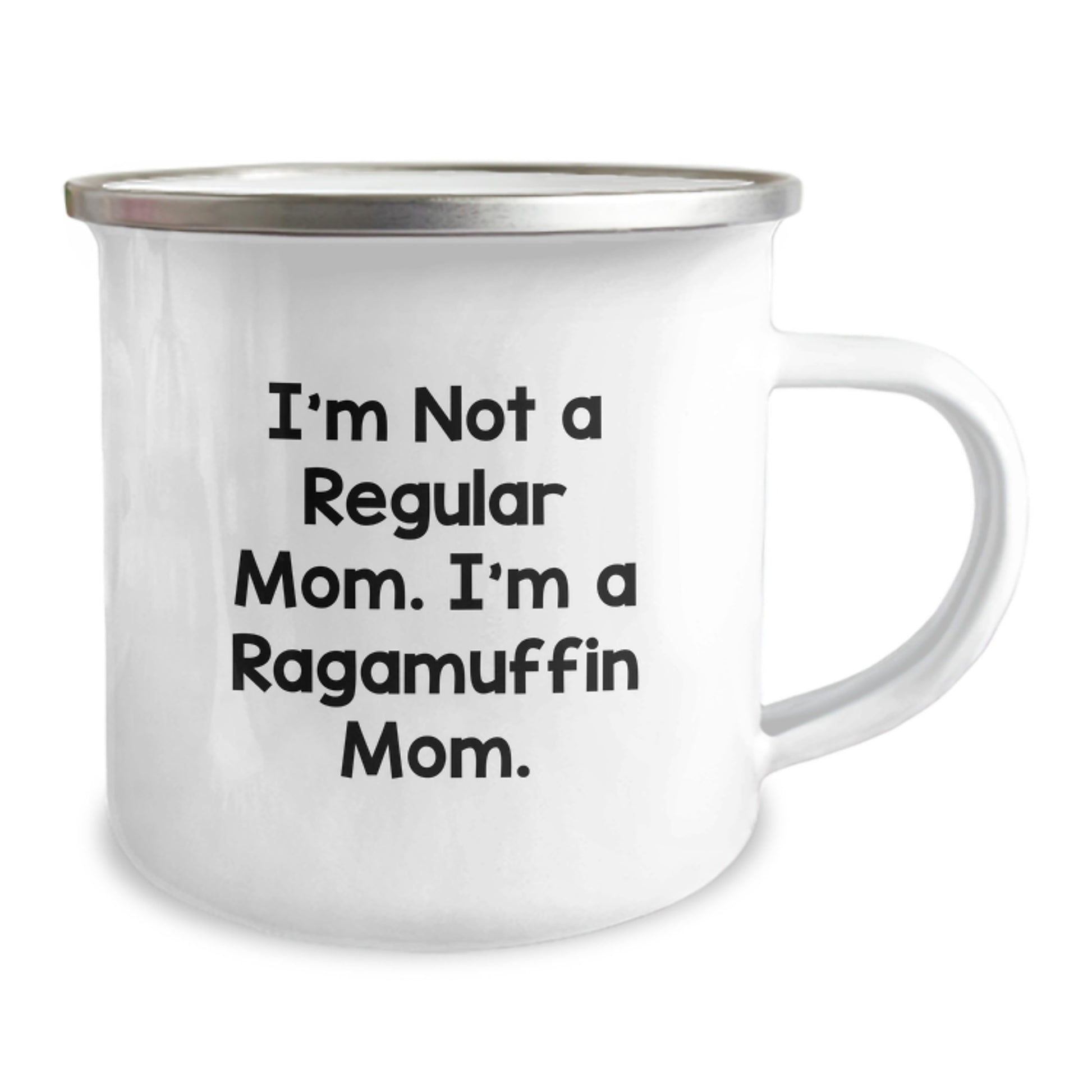 Ragamuffin Cat Mom Gifts from Friends to Family, 12 oz Camping Mug for Graduation, 'I'm Not A Regular Mom. I'm A Ragamuffin Mom.' Funny Quote - Image 2