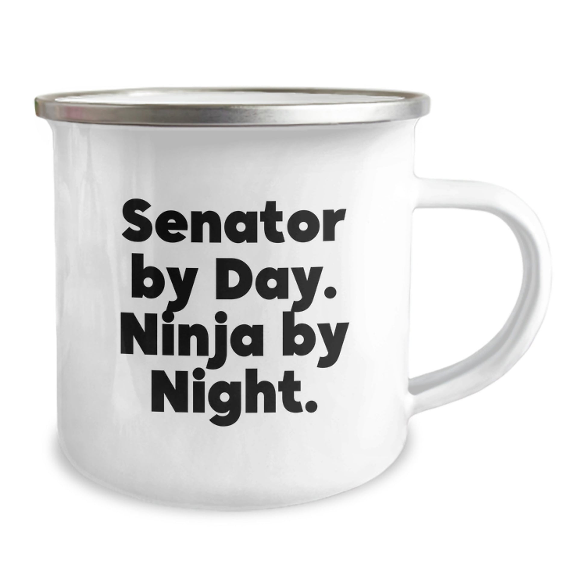 Senator Gifts from Friends, Men, or Family - Inspirational Camping Mug, 'Senator By Day. Ninja By Night.' Quote, 12 oz Stainless Steel with Enamel Finish, Unique Graduation Gifts for Senator - Image 2
