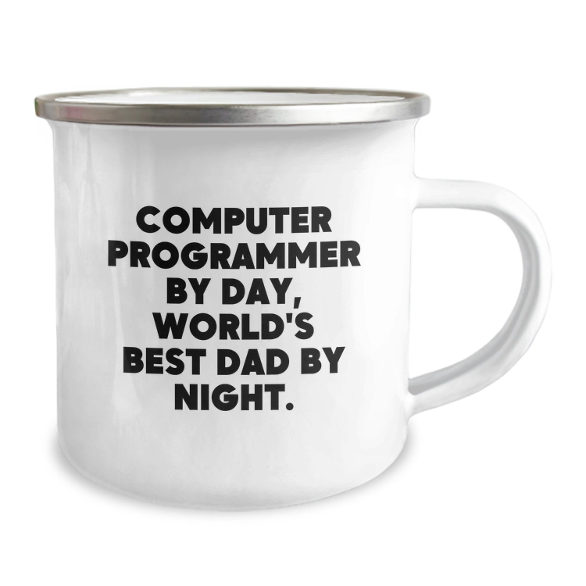 Gifts from Computer Programmer Friends, Computer Programmer By Day, World's Best Dad By Night. Funny Graduation Unique Gifts, 12 oz Camping Mug - Image 2