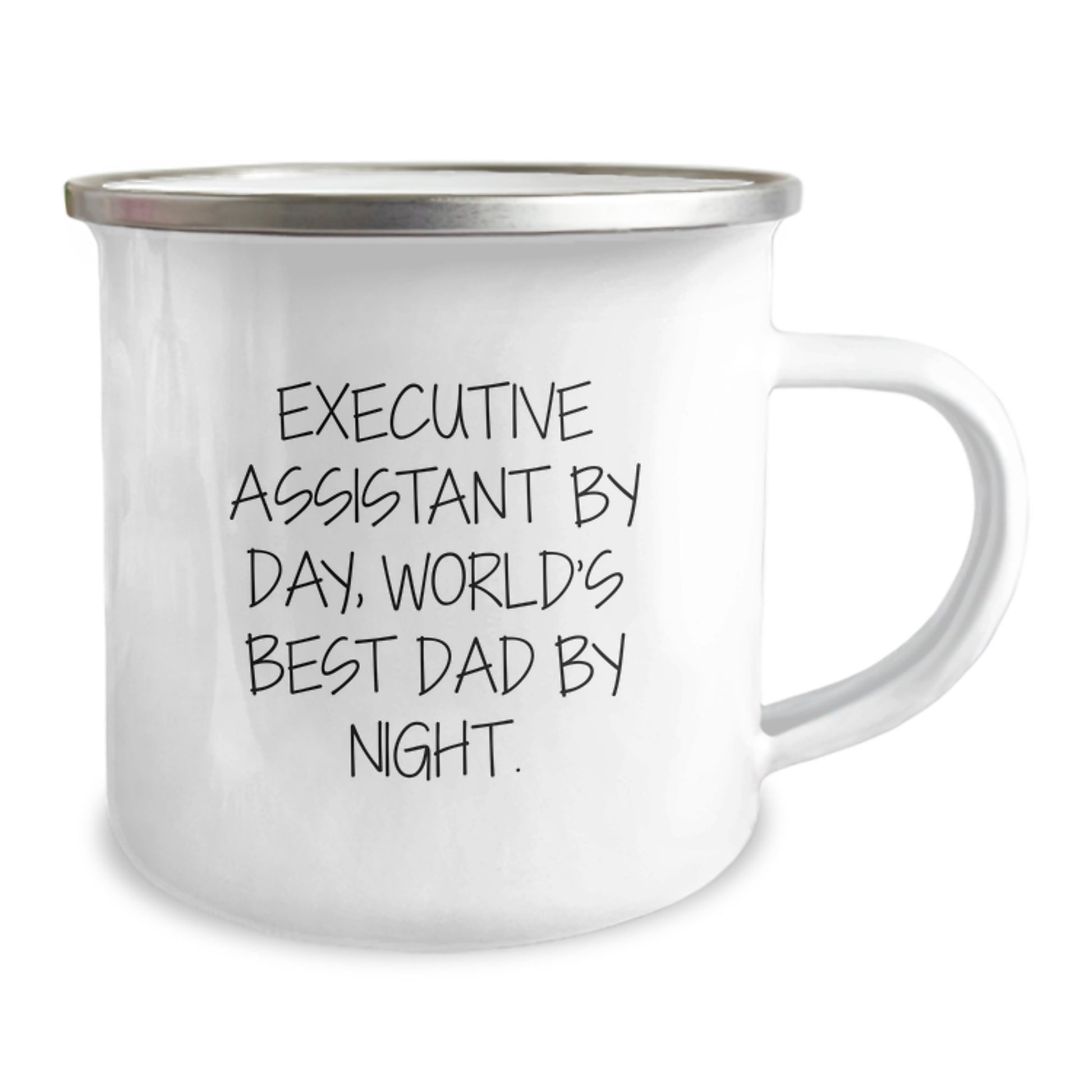 Executive Assistant Gifts from Dad, Funny Camping Mug for Graduation, 'Executive Assistant By Day, World's Best Dad By Night.' Quote, 12 oz Stainless Steel with Enamel Finish - Image 2