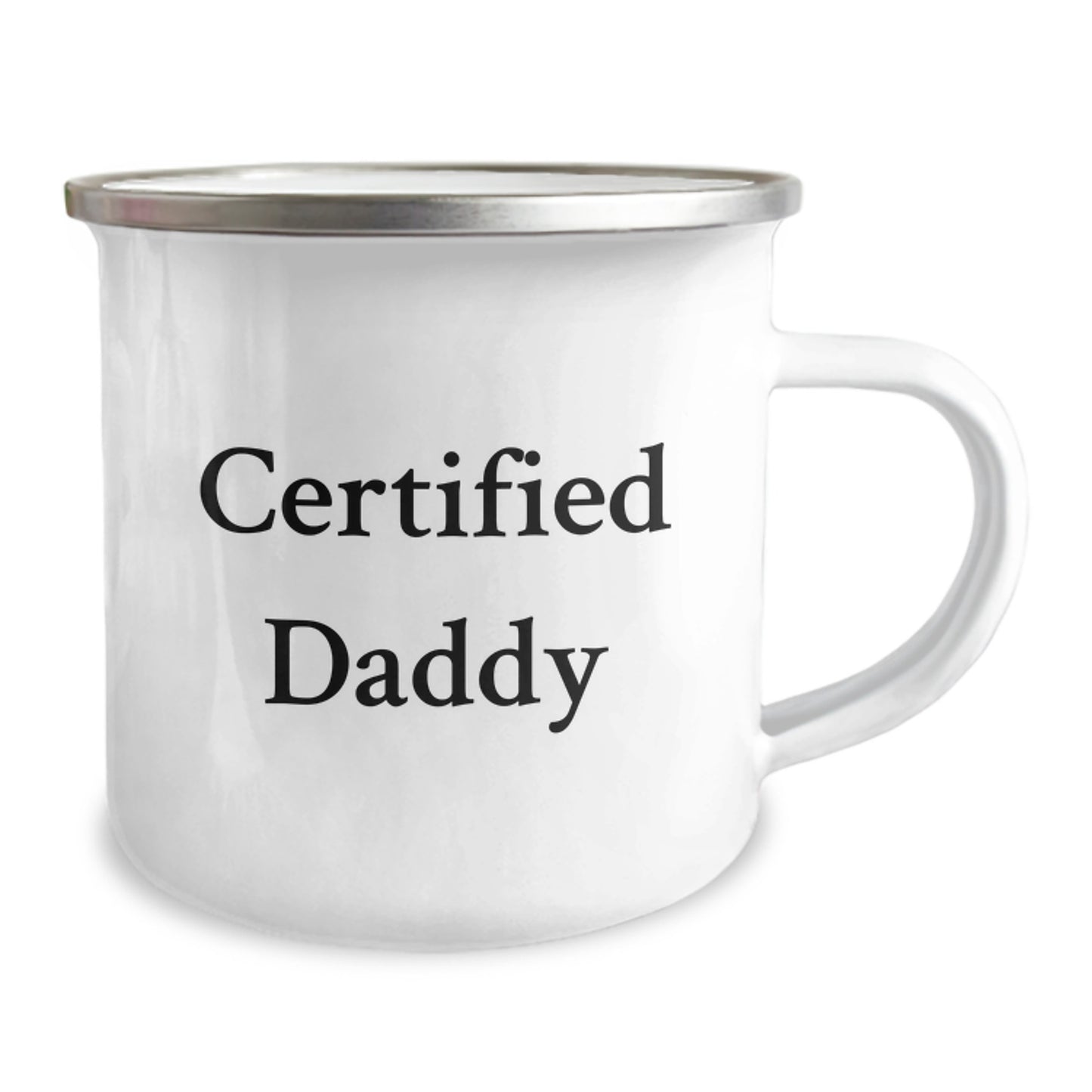 Funny Daddy Gifts from Friends - Birthday Unique Gifts for Camping Mug Lovers, 'Certified Daddy' Quote, Stainless Steel with Enamel Finish, 12 oz Capacity - Image 2