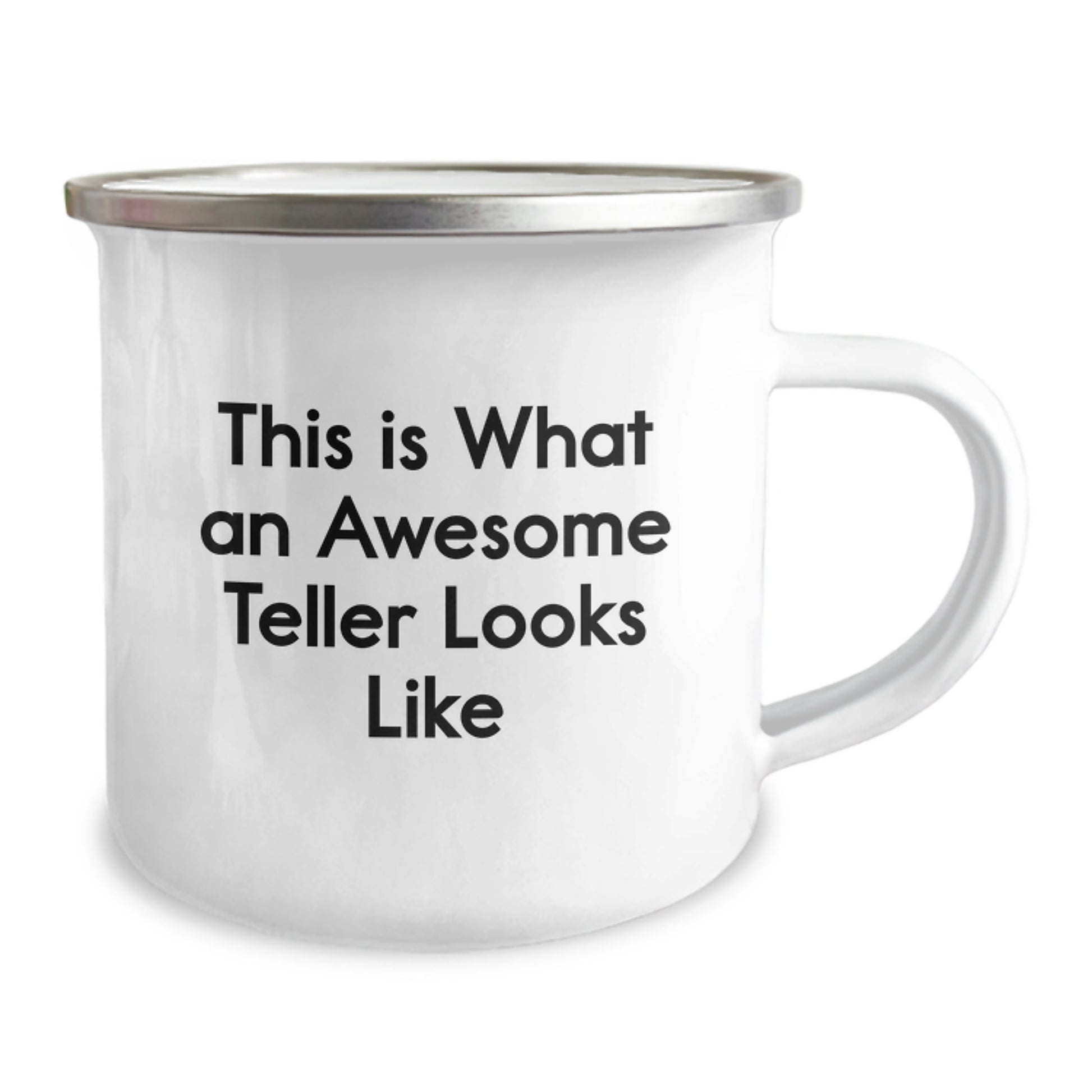 Funny Teller Gifts from Friends for Birthday, This Is What An Awesome Teller Looks Like Enamel Camping Mug, 12 oz Stainless Steel with Permanent Printing - Image 2