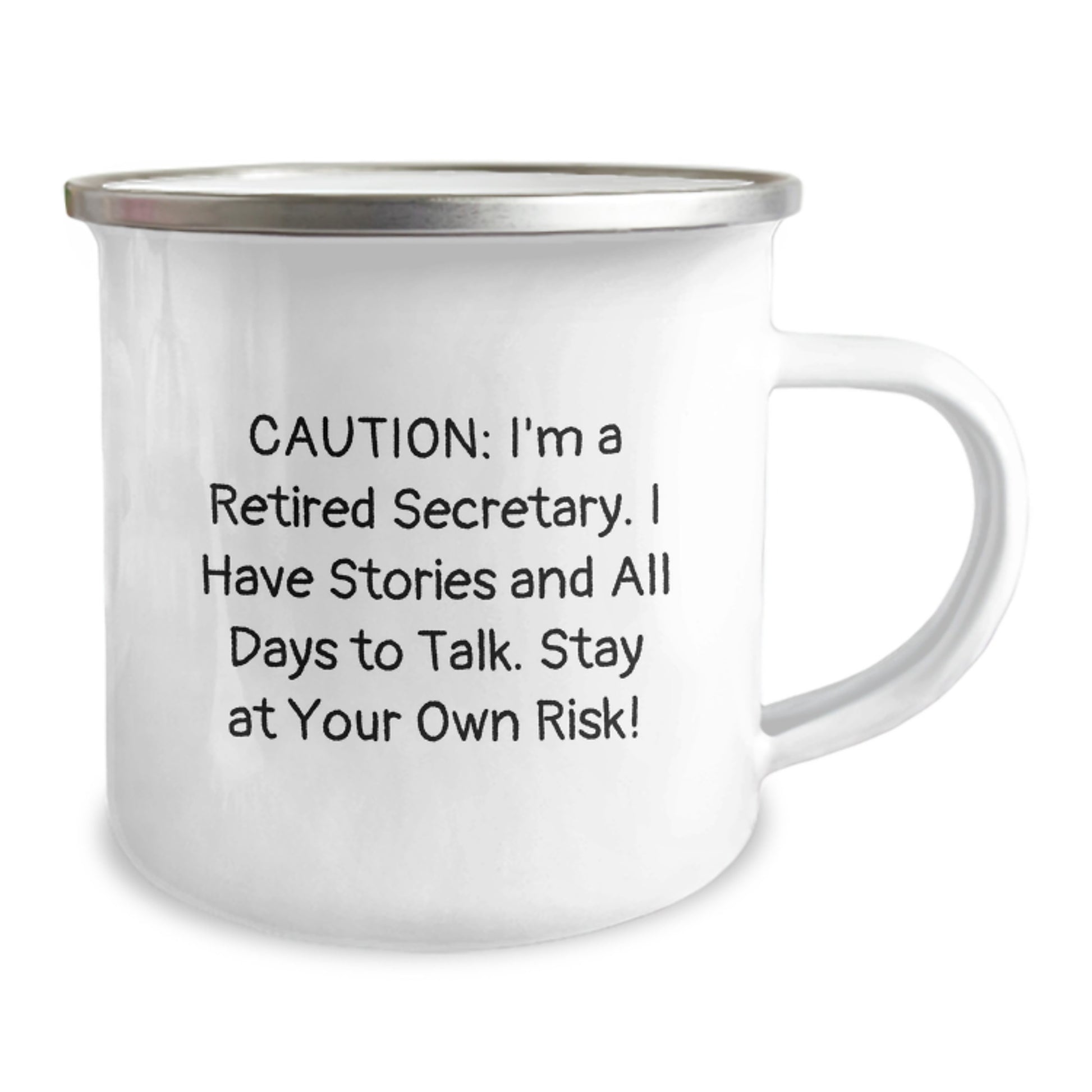 Funny Quotes Secretary Gifts from Friends for Her Birthday Unique Camping Mug, 'Caution: I'm A Retired Secretary...' - Image 2