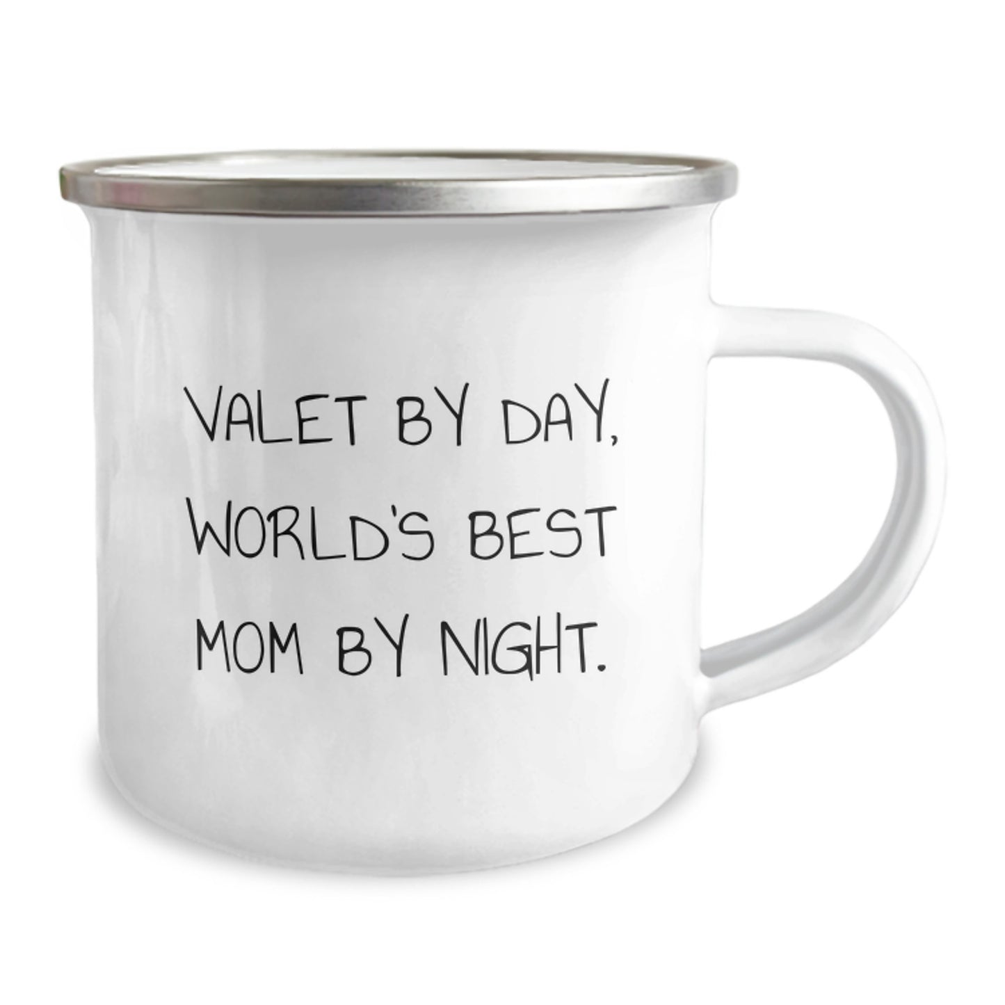 Valet Gifts from Friends, Valet By Day, World's Best Mom By Night., Unique Graduation Gifts for Valet, 12 oz Stainless Steel Camping Mug - Image 2