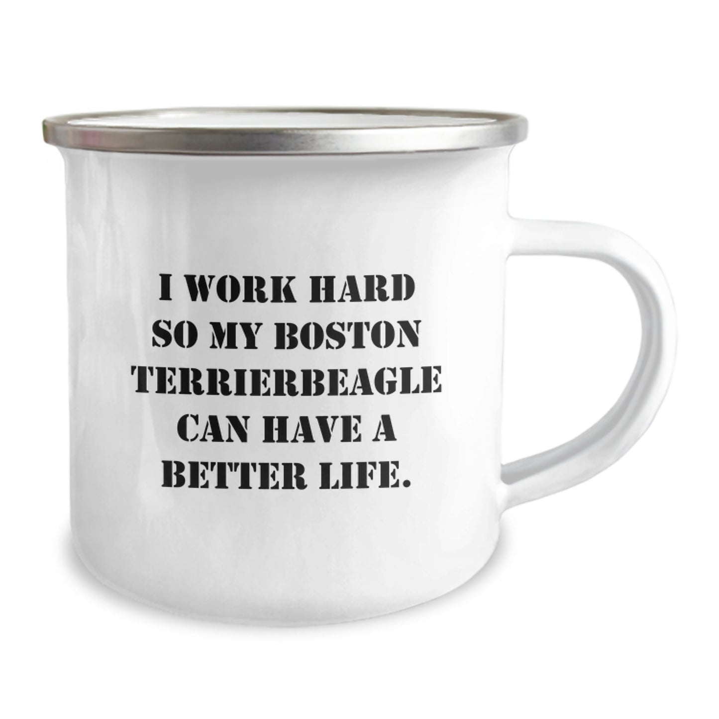 Boston Terrier Dog Lovers' Funny Camping Mug, Gifts from Friends for Boston Terrier Dog, Happy Birthday to My Furry Friend - Image 2