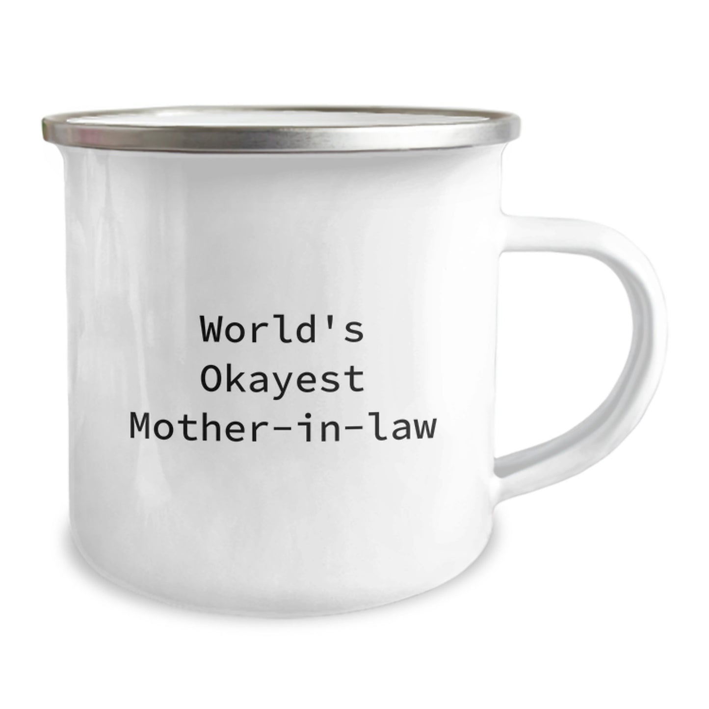Funny Mom-in-law Gifts for Graduation, World's Okayest Mom Mug, 12 oz Stainless Steel Camping Mug with Enamel Finish - Image 2