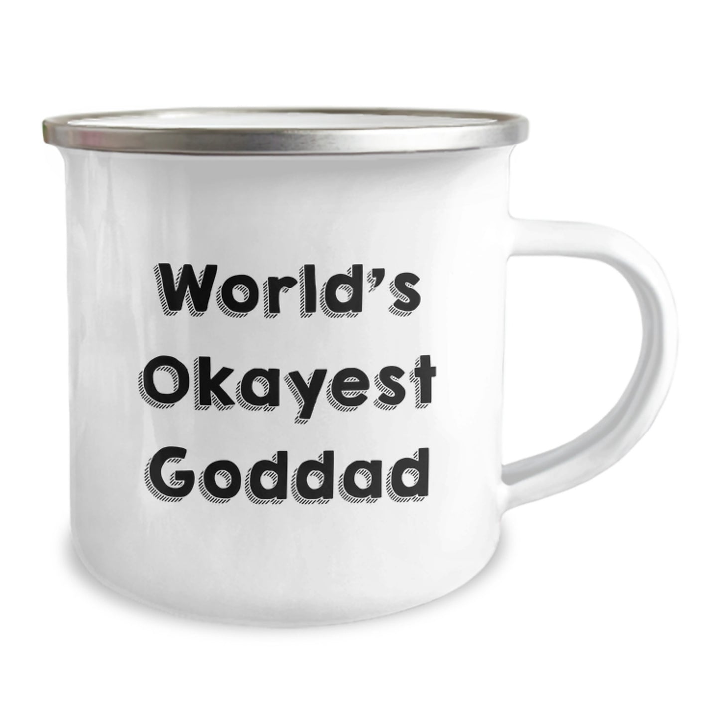 Goddad Gifts for Men from Friends - World's Okayest Goddad Camping Mug, Funny Graduation Gift - Image 2