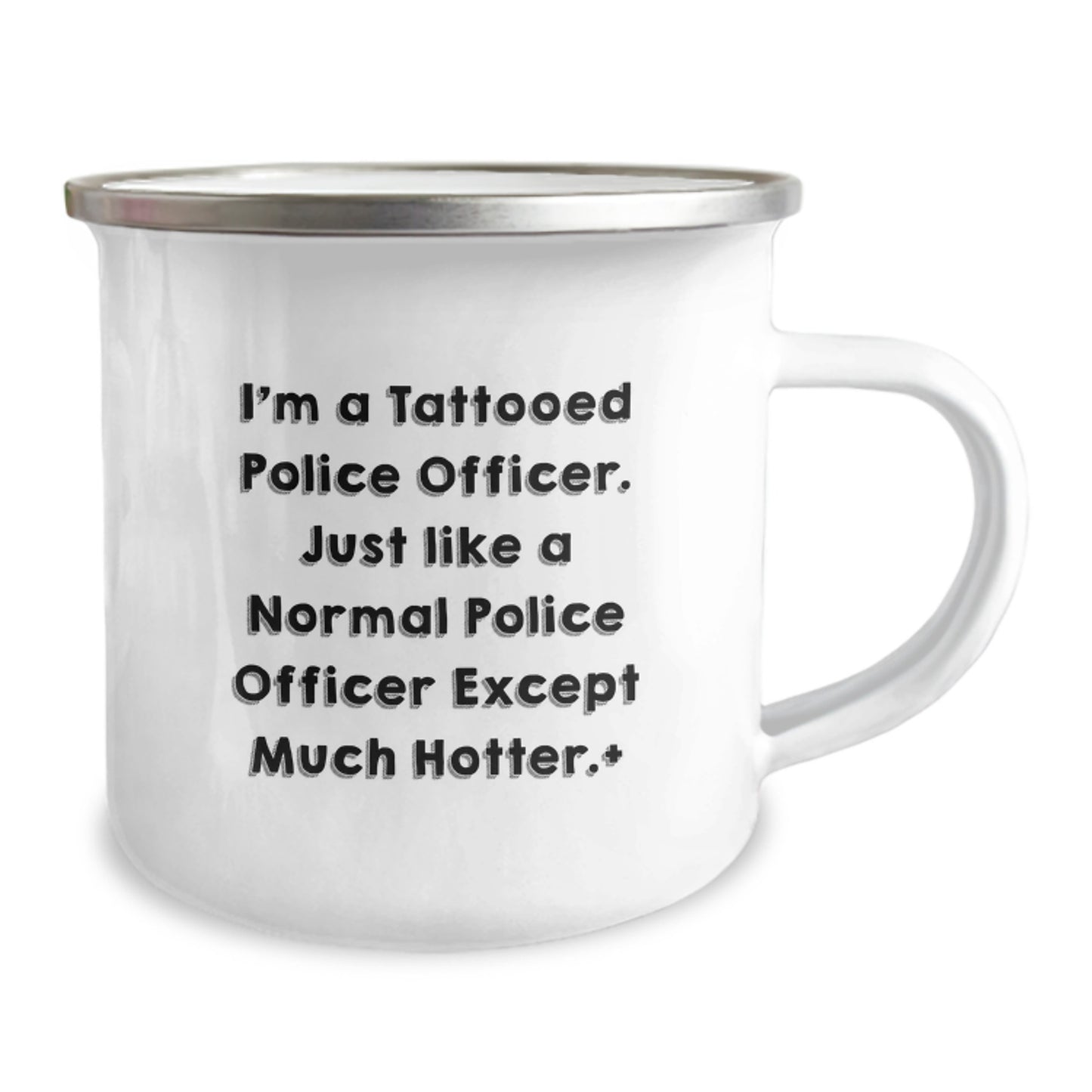 Police Officer Camping Mugs, Funny Gifts from Friends to Men, Unique Graduation Presents for Him, 'I'm A Tattooed Police Officer' - Image 2