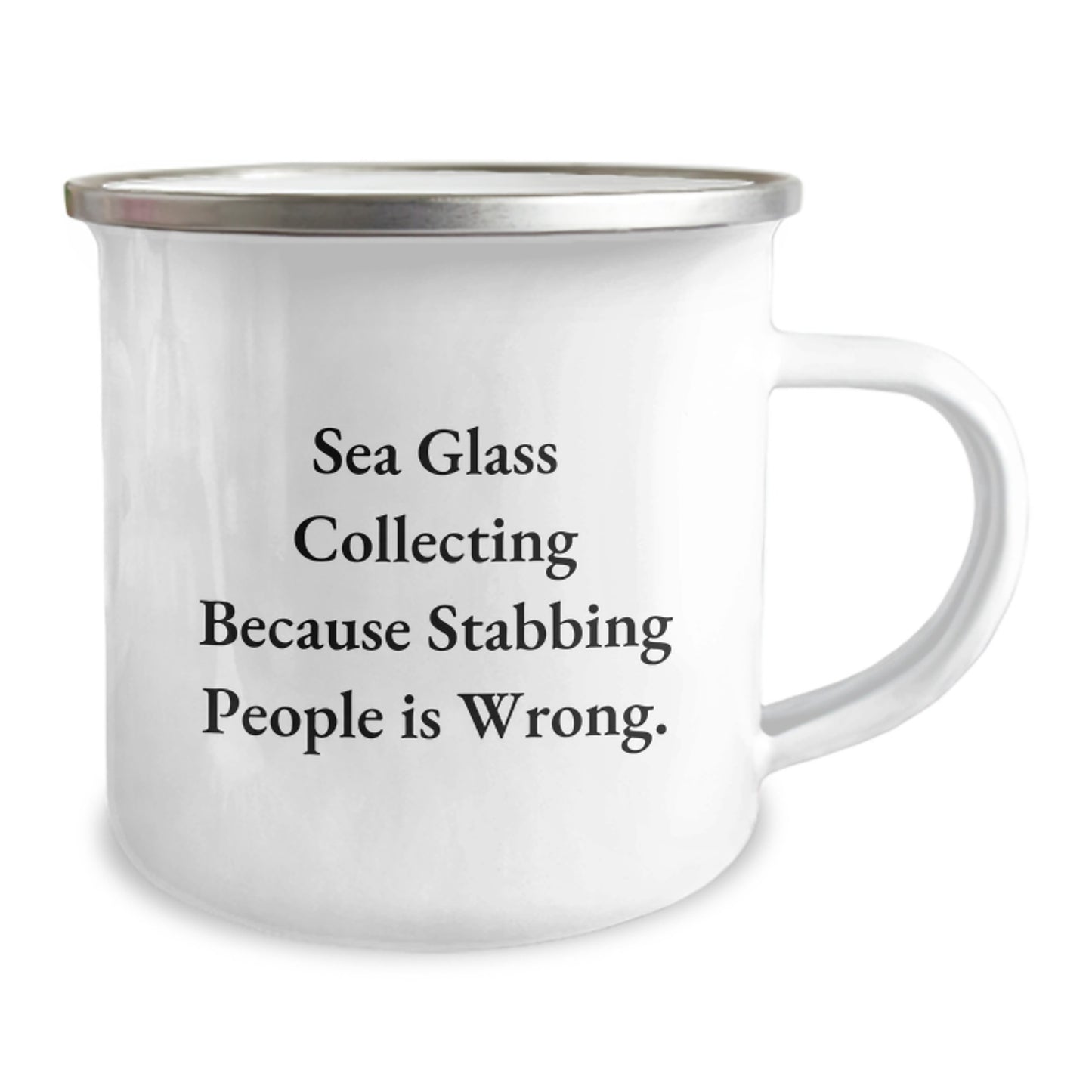 Sea Glass Collecting Gifts for Her, Funny Camping Mug for Graduation, 'Sea Glass Collecting Because Stabbing People Is Wrong.' Inspirational Quote, Gifts from Women, Friends, or Family - Image 2