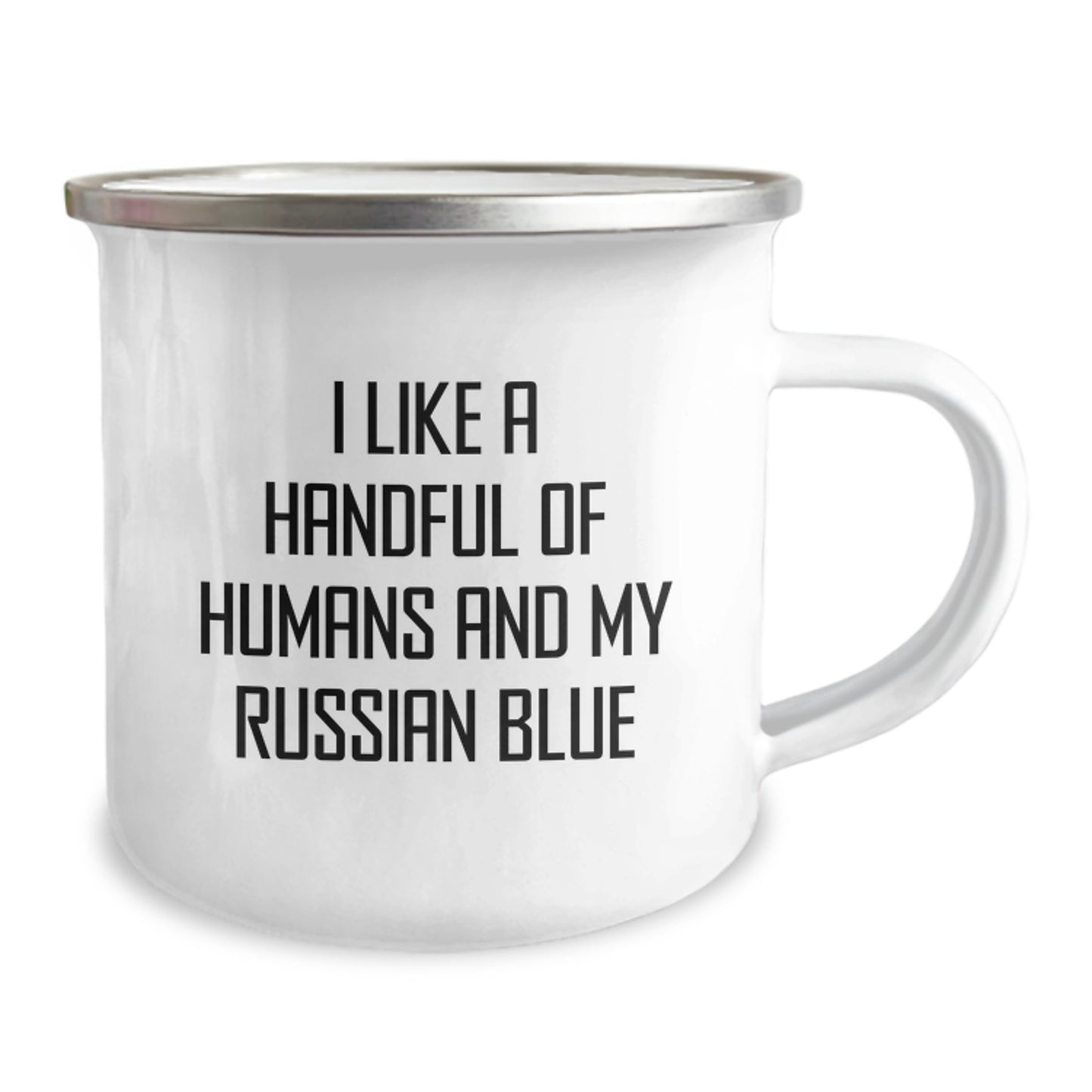 Russian Blue Cat Lovers Gift, Funny Camping Mug for Birthday, 'I Like A Handful Of Humans And My Russian Blue', Gifts from Friends to Family - Image 2