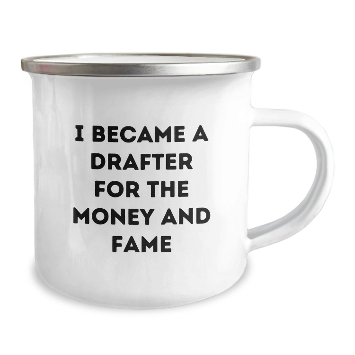 Funny Drafter Gifts from Friends to Family - Inspirational Camping Mug for Graduation - 'I Became A Drafter For The Money And Fame' - Image 2
