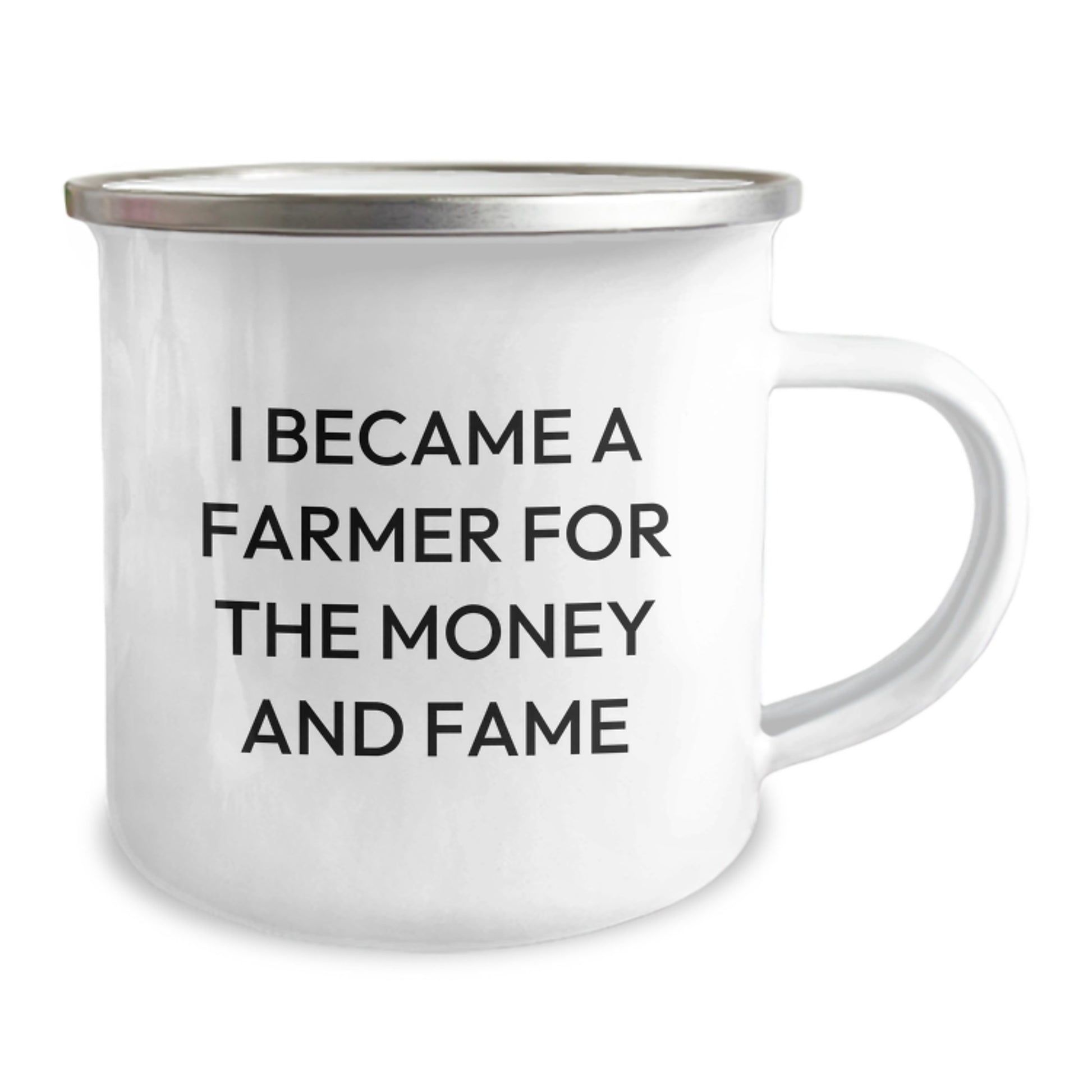 Funny Farmer Gifts from Friends - I Became A Farmer For The Money And Fame Quote, 12 oz Camping Mug for Birthday - Image 2