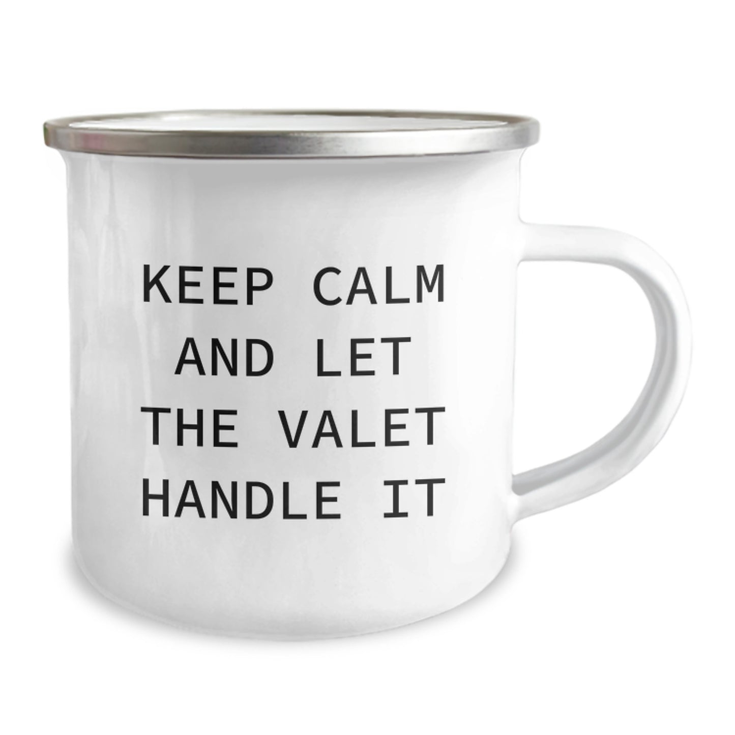 Funny Valet Gifts from Friends for Valet Graduation Camping Mug - 'Keep Calm And Let The Valet Handle It' - Image 2