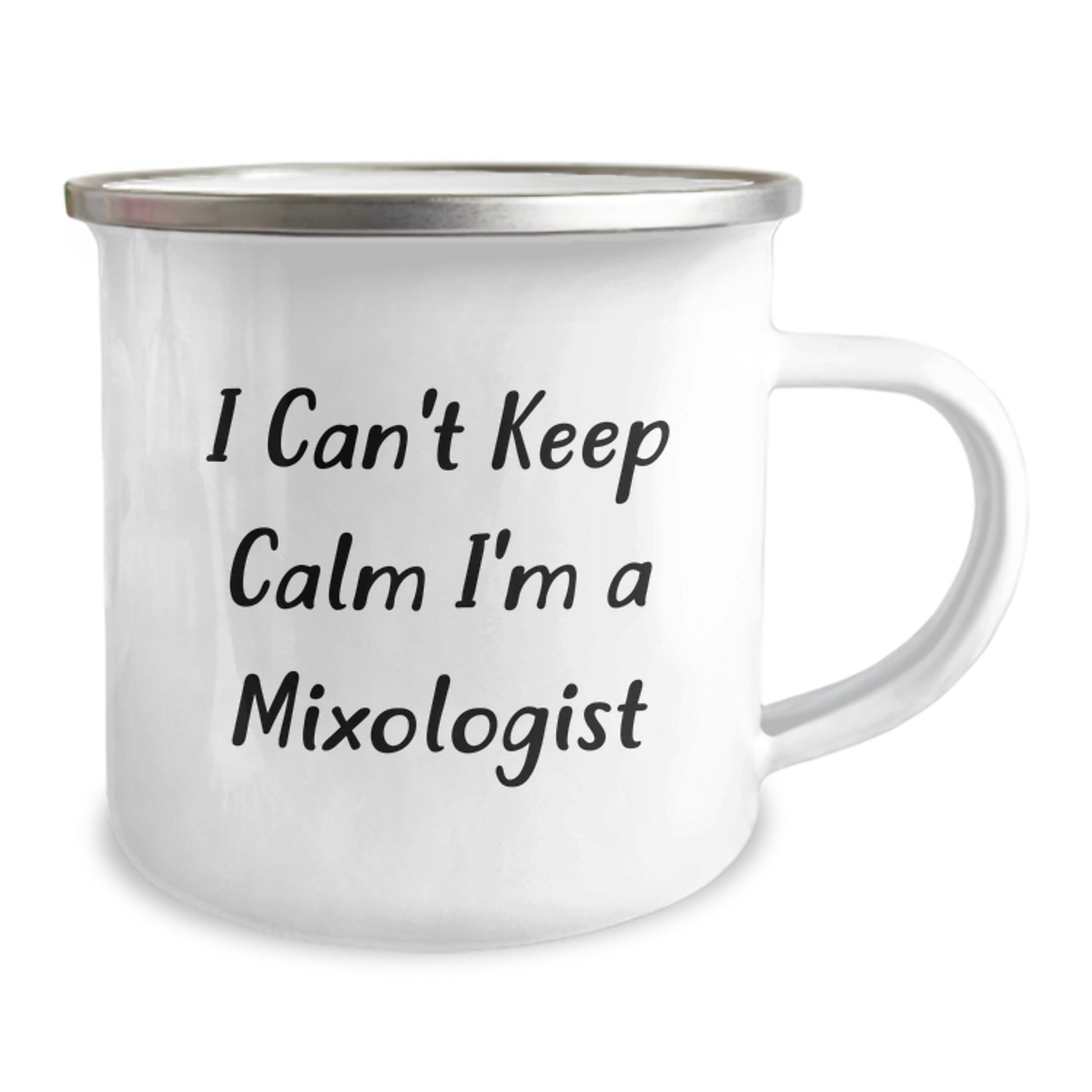 Funny Mixologist Gifts from Friends for Birthday, 'I Can't Keep Calm I'm A Mixologist' Camping Mug - Image 2