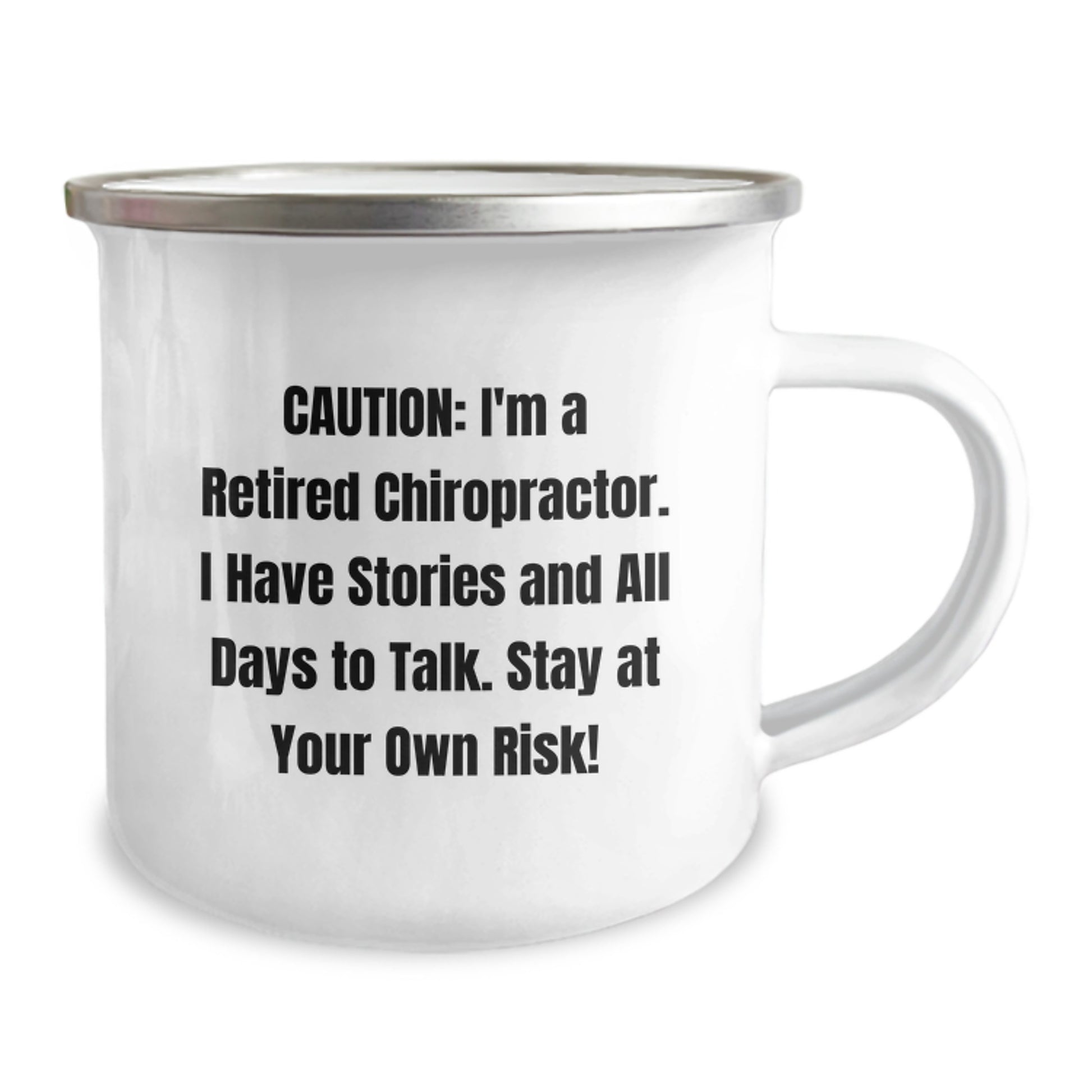 Funny Chiropractor Gifts for Birthday, 'Caution: I'm A Retired Chiropractor...' Camping Mug from Friends, Unique Birthday Unique Gifts for Men, Women, Coworkers - Image 2