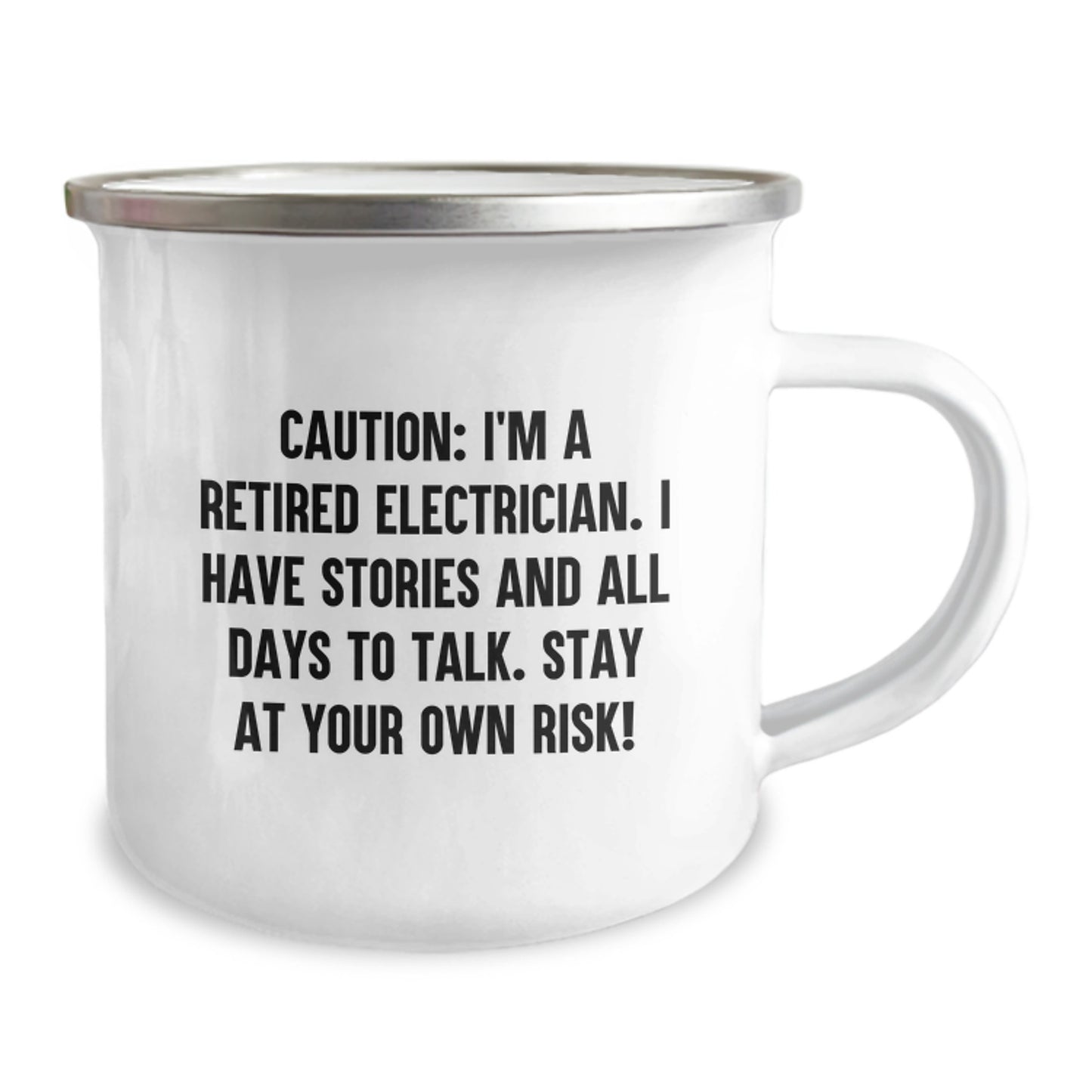 Electrician Gifts from Men - 'Caution: I'm A Retired Electrician...' Funny Camping Mug for Electrician's Birthday - Image 2