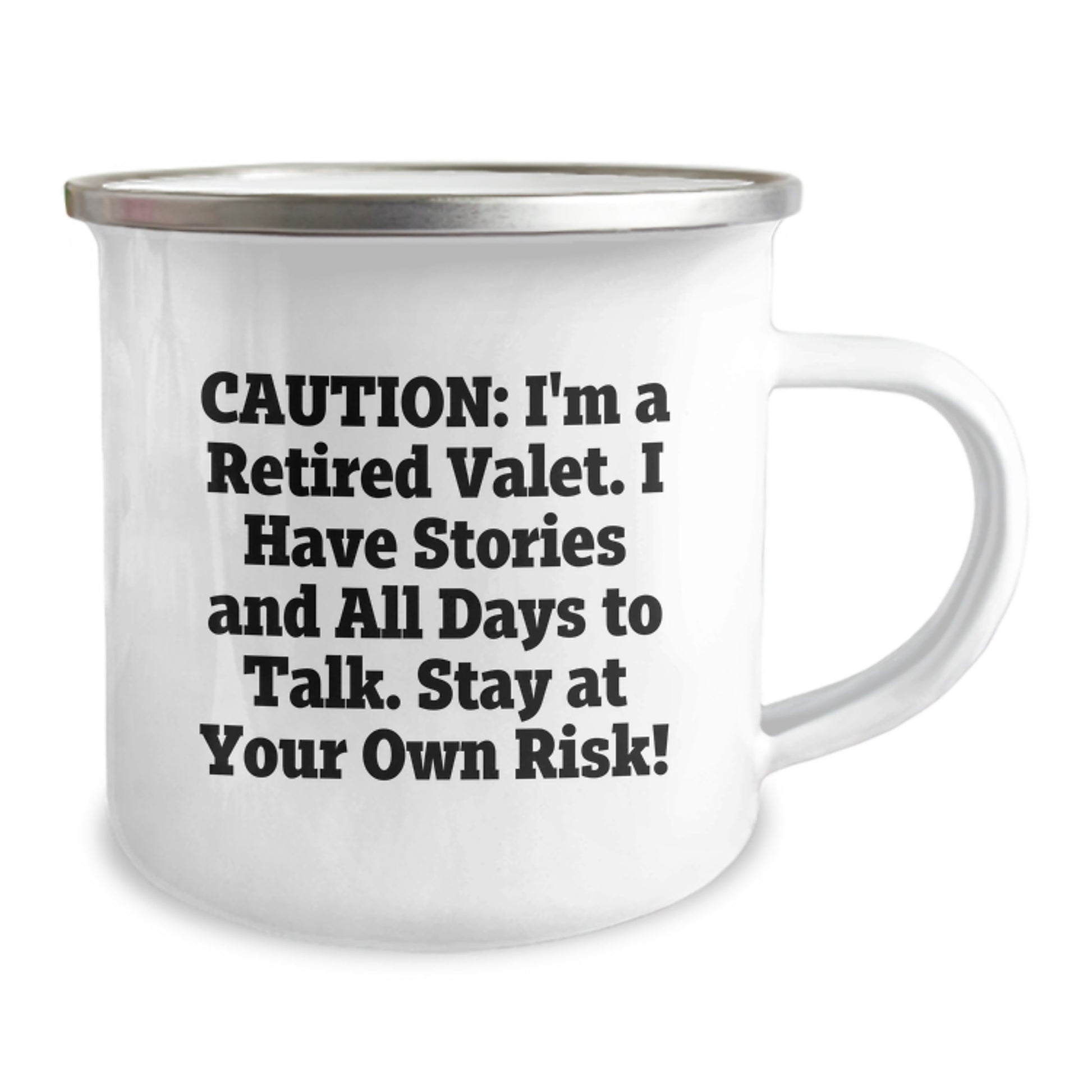 Valet's Risqué Retirement Gift, Funny Camping Mug, 'Caution: I'm A Retired Valet...' , Gifts from Friends for Valet's Birthday - Image 2