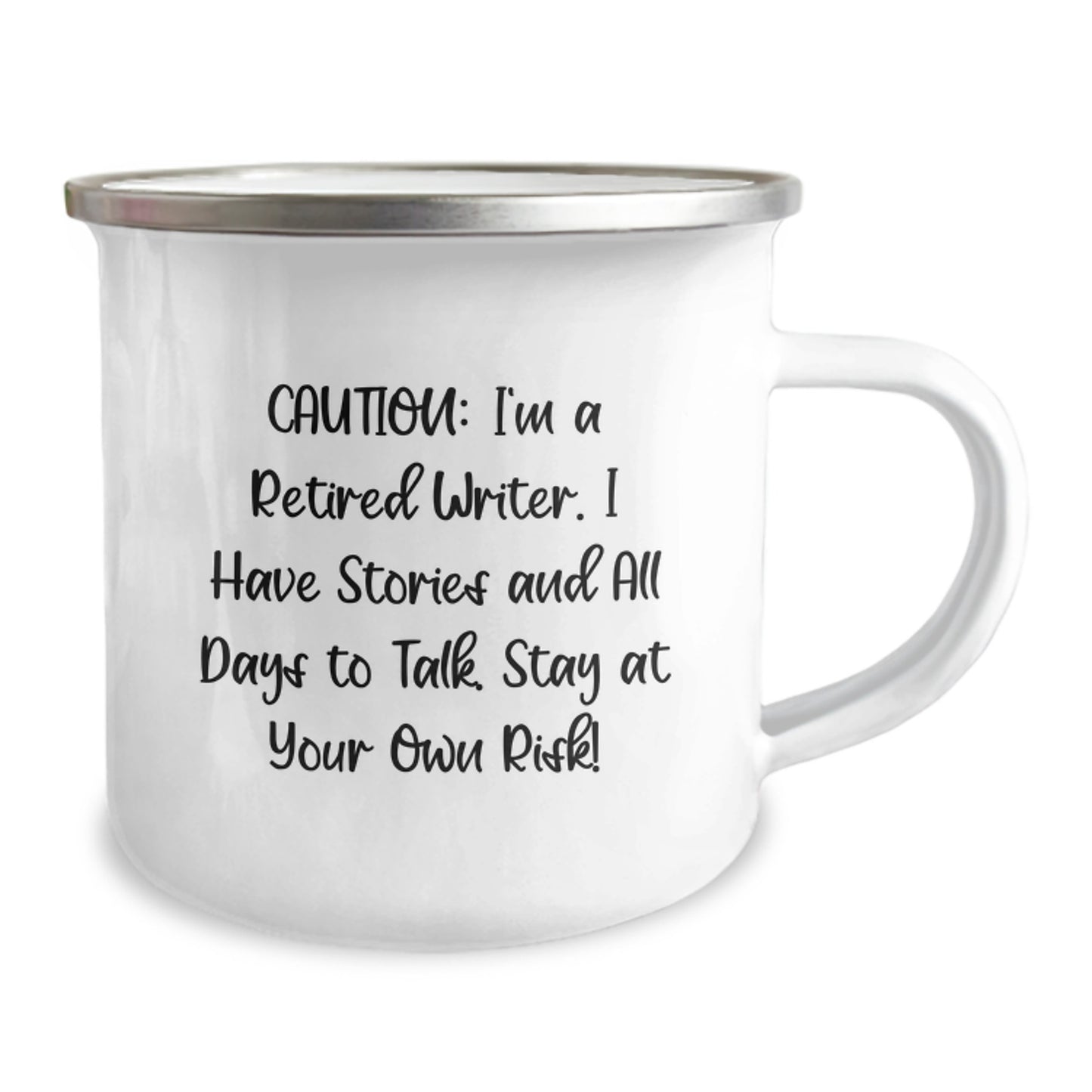 Funny Writer Gifts: Caution I'm A Retired Writer Camping Mug for Birthday, Gifts from Friends to Writer, Unique Birthday Unique Gifts for Men, Women, Coworkers, Family - Image 2