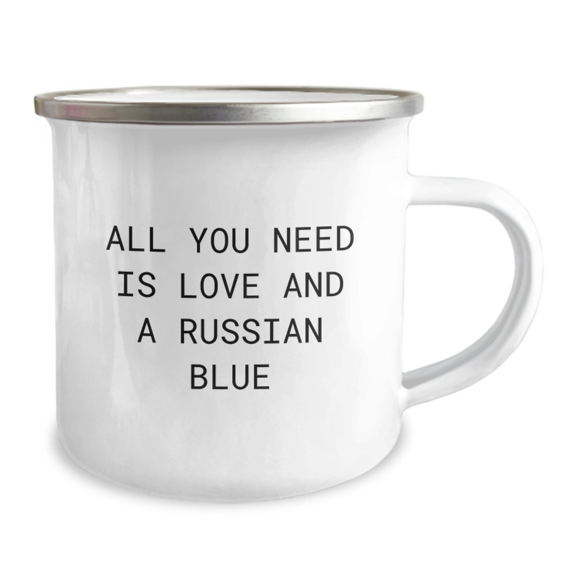 Funny Russian Blue Cat Gifts for Russian Blue Cat Lovers, Camping Mug, Birthday Unique Gifts from Friends, Family, or Coworkers, 'All You Need Is Love And A Russian Blue' - Image 2
