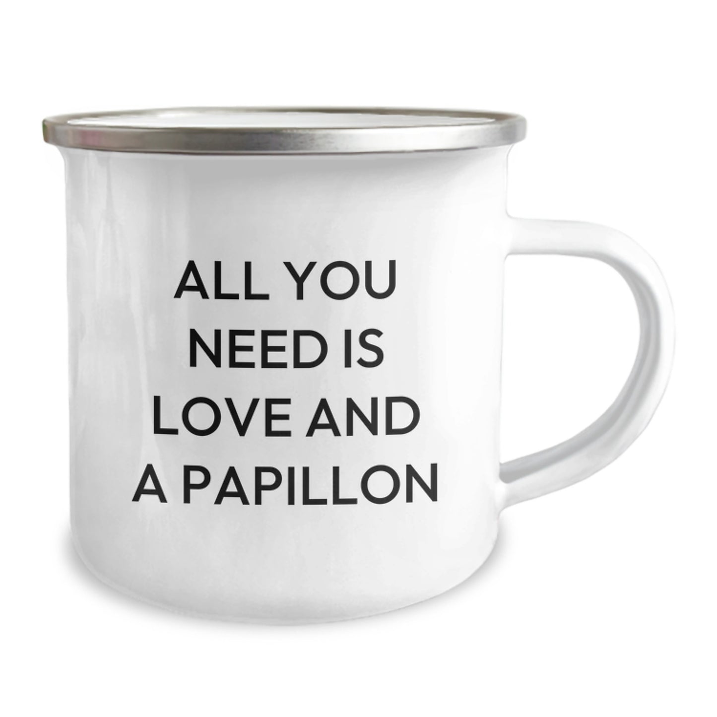 Papillon Dog Lover's Camping Mug, Funny Quote for Birthday Unique Gifts from Friends, 12 oz Stainless Steel with Enamel Finish - Image 2