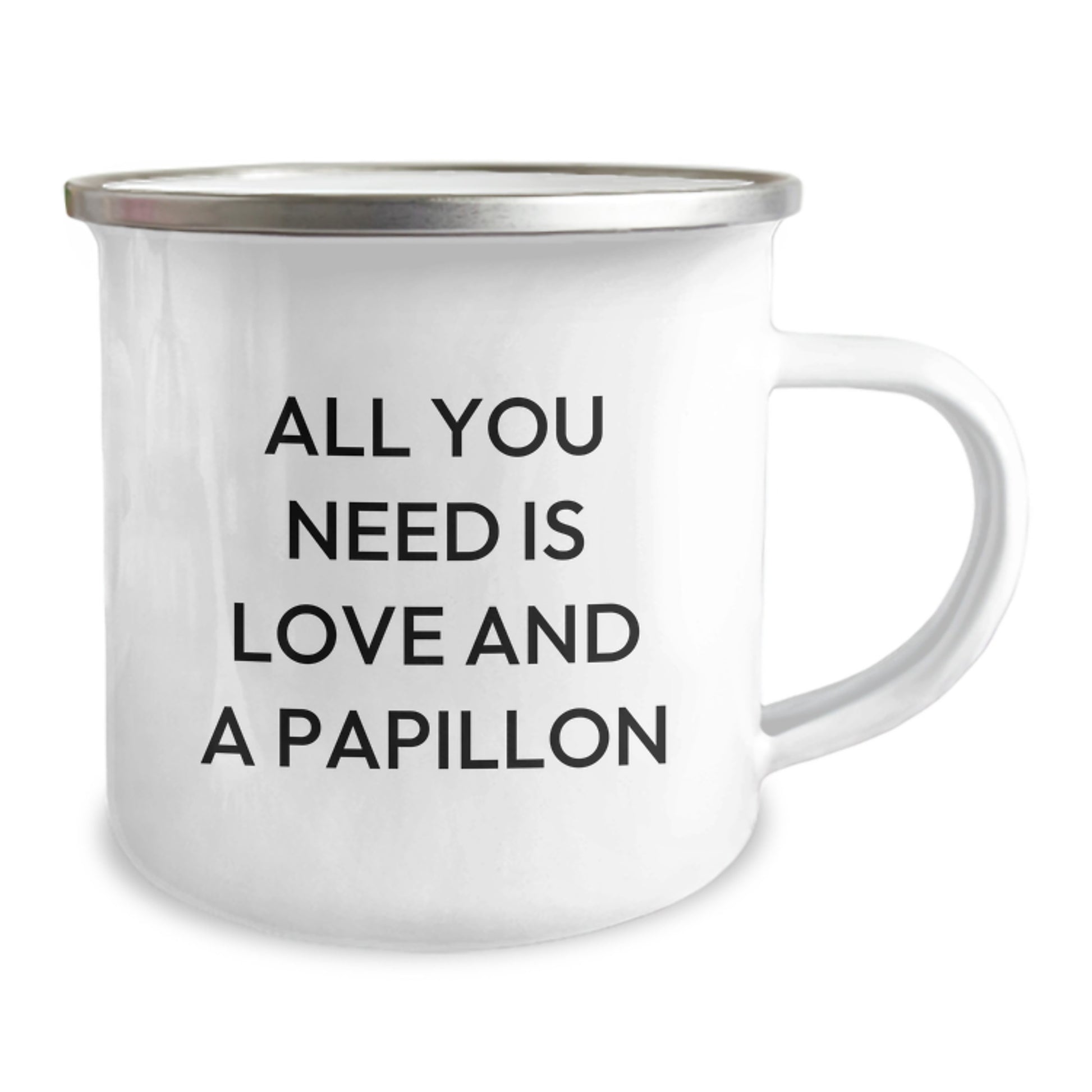 Papillon Dog Lover's Camping Mug, Funny Quote for Birthday Unique Gifts from Friends, 12 oz Stainless Steel with Enamel Finish - Image 2