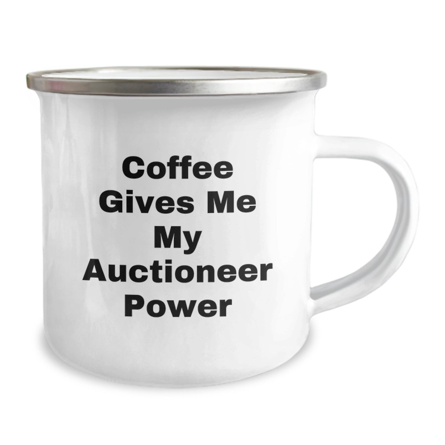 Auctioneer Power Gifts from Friends for Birthday Unique Gifts, Coffee Lovers' Humorous Mug, 12 oz Stainless Steel Camping Mug - Image 2