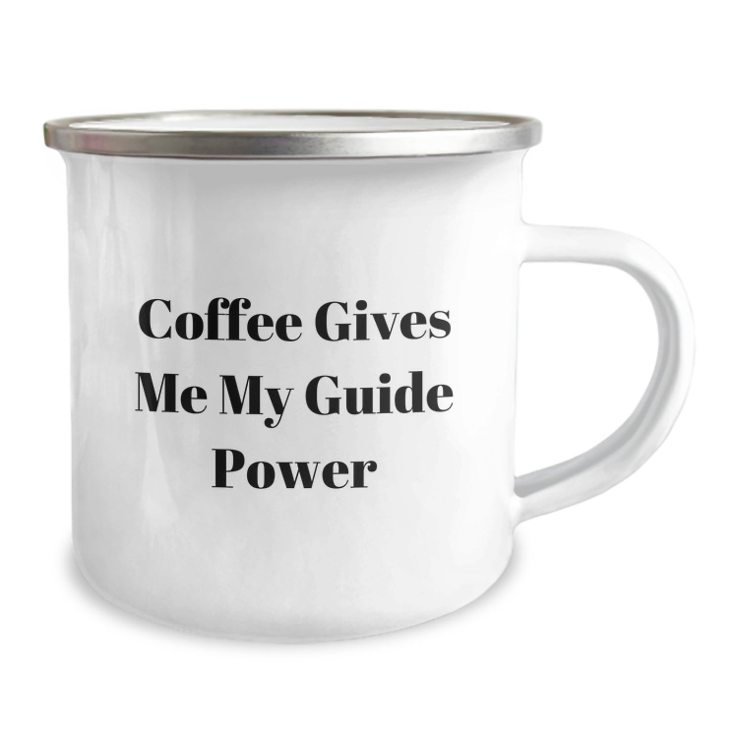 Funny Guide Gifts for Him, 'Coffee Gives Me My Guide Power' Enamel Camping Mug, Birthday Unique Gifts from Friends, Perfect Morning Motivation for Guide Enthusiasts - Image 2