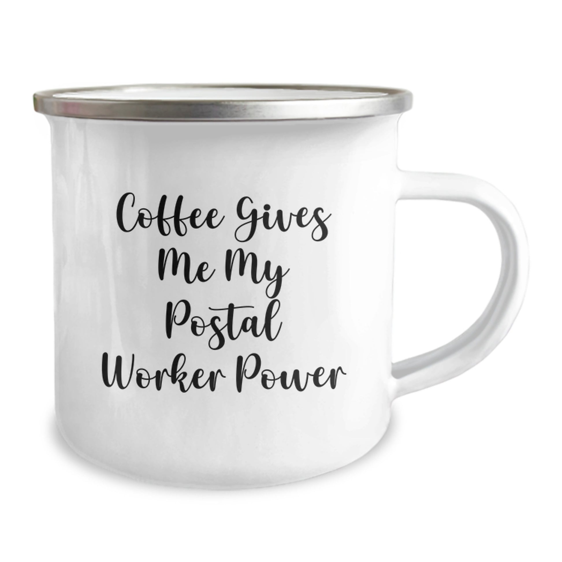 Funny Postal Worker Gifts from Friends - Coffee Gives Me My Power, 12 oz Camping Mug for Postal Worker Birthday - Image 2