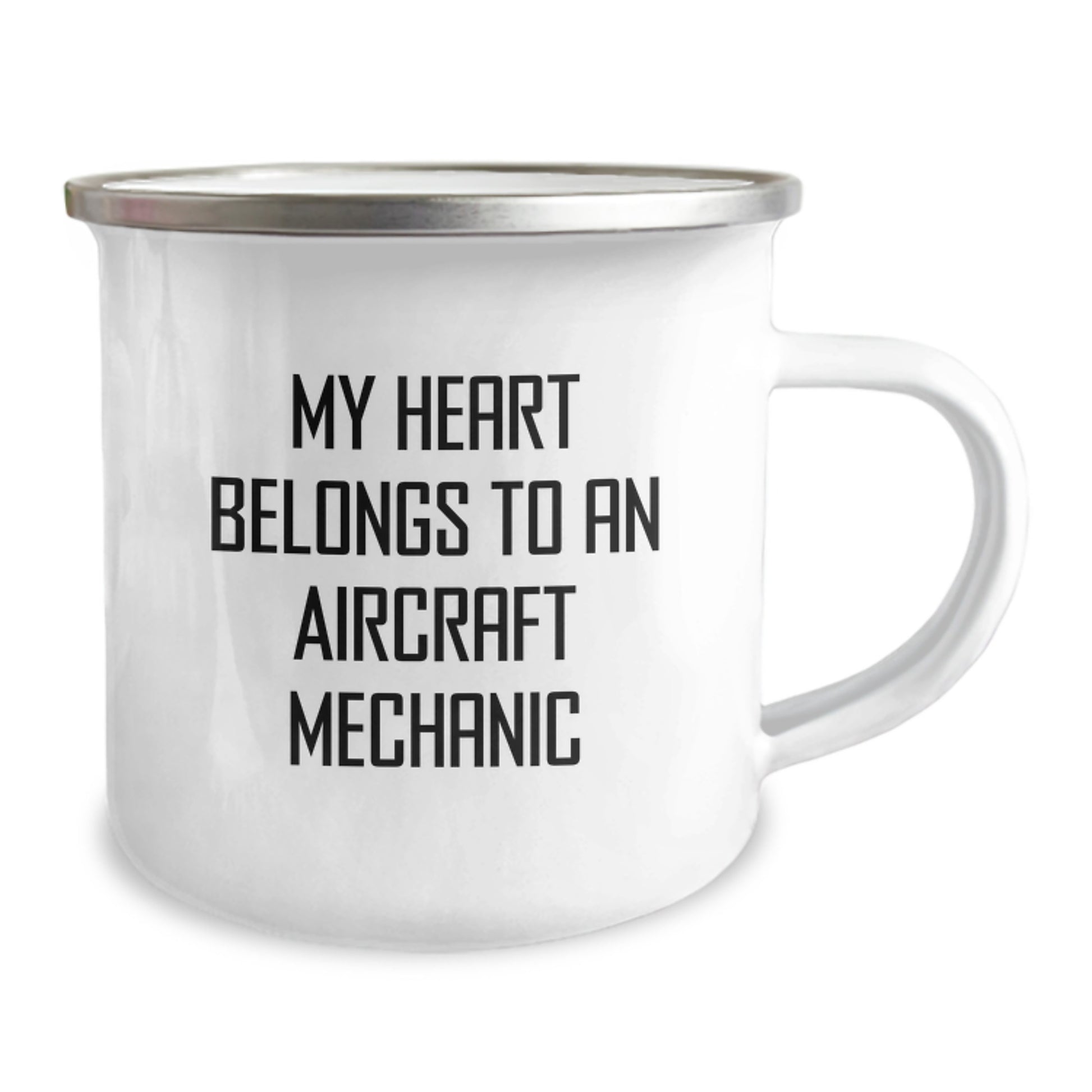Aircraft Mechanic Gifts, Funny Quote, Birthday Unique Gifts from Friends, Camping Mug for Him, 'My Heart Belongs To An Aircraft Mechanic' - Image 2