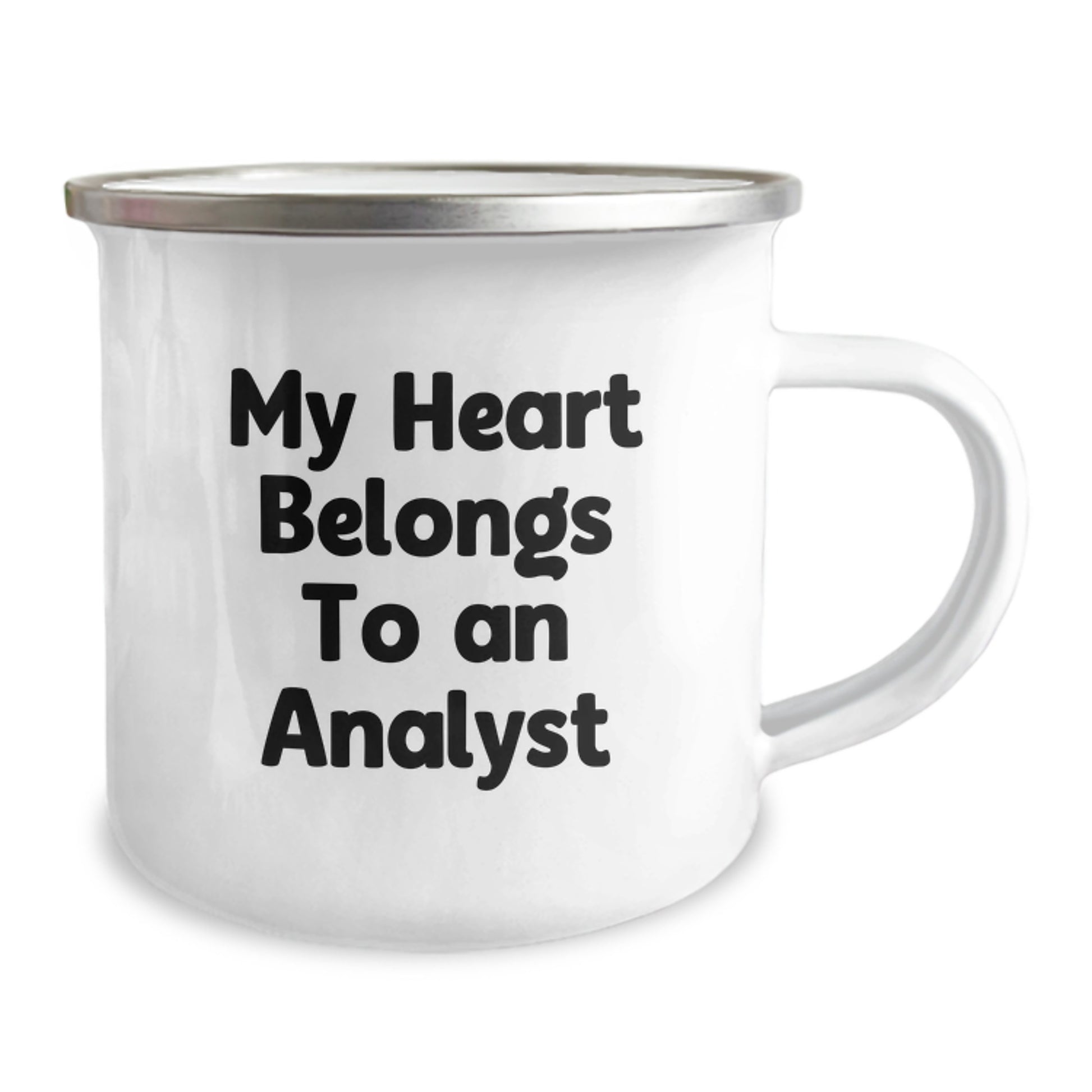 Funny Analyst Gifts from Friends - My Heart Belongs To An Analyst Enamel Camping Mug for Birthday - Image 2