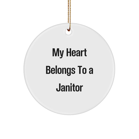 Funny Janitor Gifts from Friends for Janitor My Heart Belongs To A Janitor Circle Ornament, Unique Christmas Circle Ornament, Janitor Appreciation Gift - Image 1