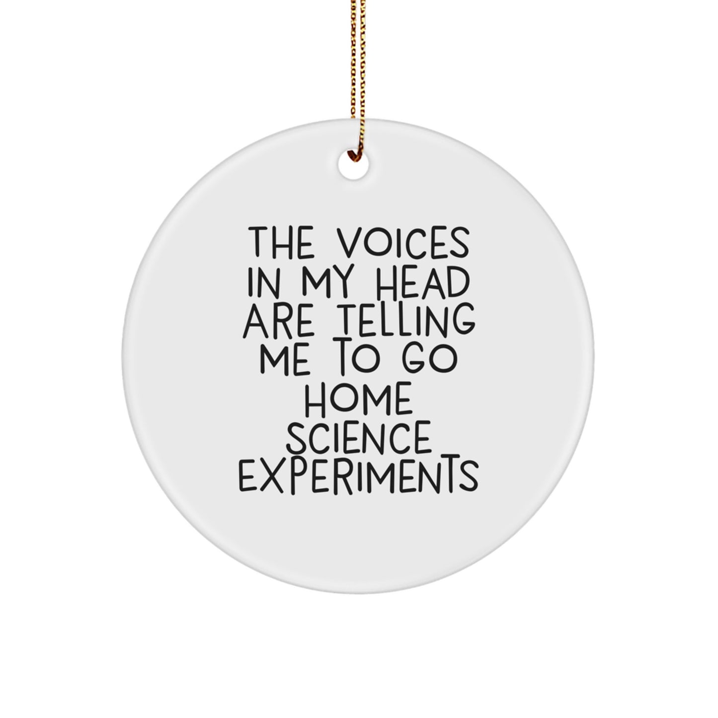 Funny Home Science Experiments Gifts, 'The Voices In My Head Are Telling Me To Go' Circle Ornament for Friends, Family, Coworkers, or Home Science Enthusiasts, Christmas Unique Gifts - Image 1