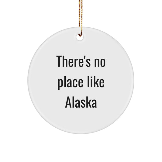 Alaska Circle Ornament, 'There's No Place Like Alaska' Funny Quote, Gifts from Family, for Alaska Enthusiasts, Christmas Unique Gifts - Image 1