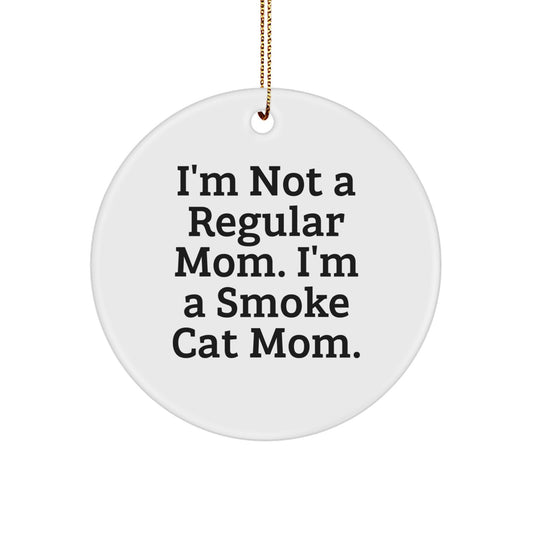 Funny Smoke Cat Mom Gifts from Family - I'm Not A Regular Mom. I'm A Smoke Cat Mom. Circle Ornament for Christmas - Image 1