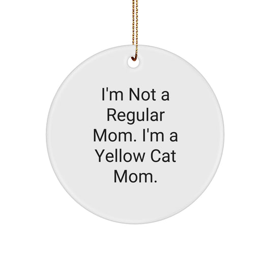 Funny Yellow Cat Mom Circle Ornament Gifts from Family, Friends, or Coworkers for Christmas Unique Gifts - Image 1