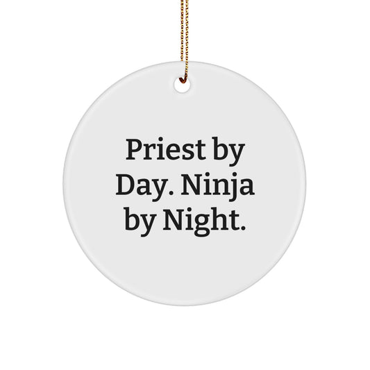 Priest Gifts by Day, Ninja Gifts by Night, Circle Ornament for Christmas - Gifts from Friends and Family for Priest, Men, and Women - Image 1