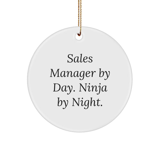 Sales Manager Gifts from Men - Funny Circle Ornament - 'Sales Manager By Day. Ninja By Night.' Christmas Unique Gifts - Image 1