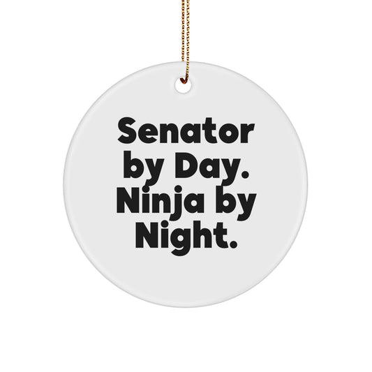 Senator Gifts: 'Senator By Day. Ninja By Night.' Circle Ornament for Men, Friends, or Family - Christmas Unique Gifts from Friends - Image 1