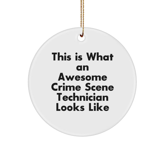 Crime Scene Technician Gifts from Friends - 'This Is What An Awesome Crime Scene Technician Looks Like' - Circle Ornament for Christmas - Image 1