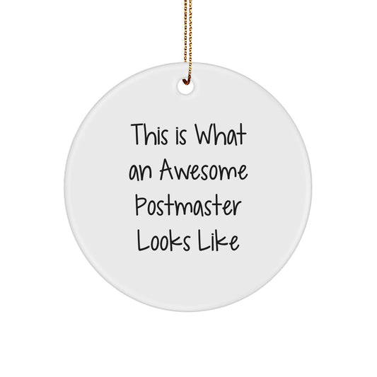 Funny Postmaster Gifts from Friends - This Is What An Awesome Postmaster Looks Like Circle Ornament, Christmas Unique Gifts for Postmaster - Image 1