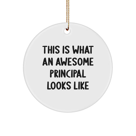 Gifts from Friends and Family for Awesome Principals This Is What An Awesome Principal Looks Like Circle Ornament, Funny Christmas Unique Gift, Principal Gifts - Image 1