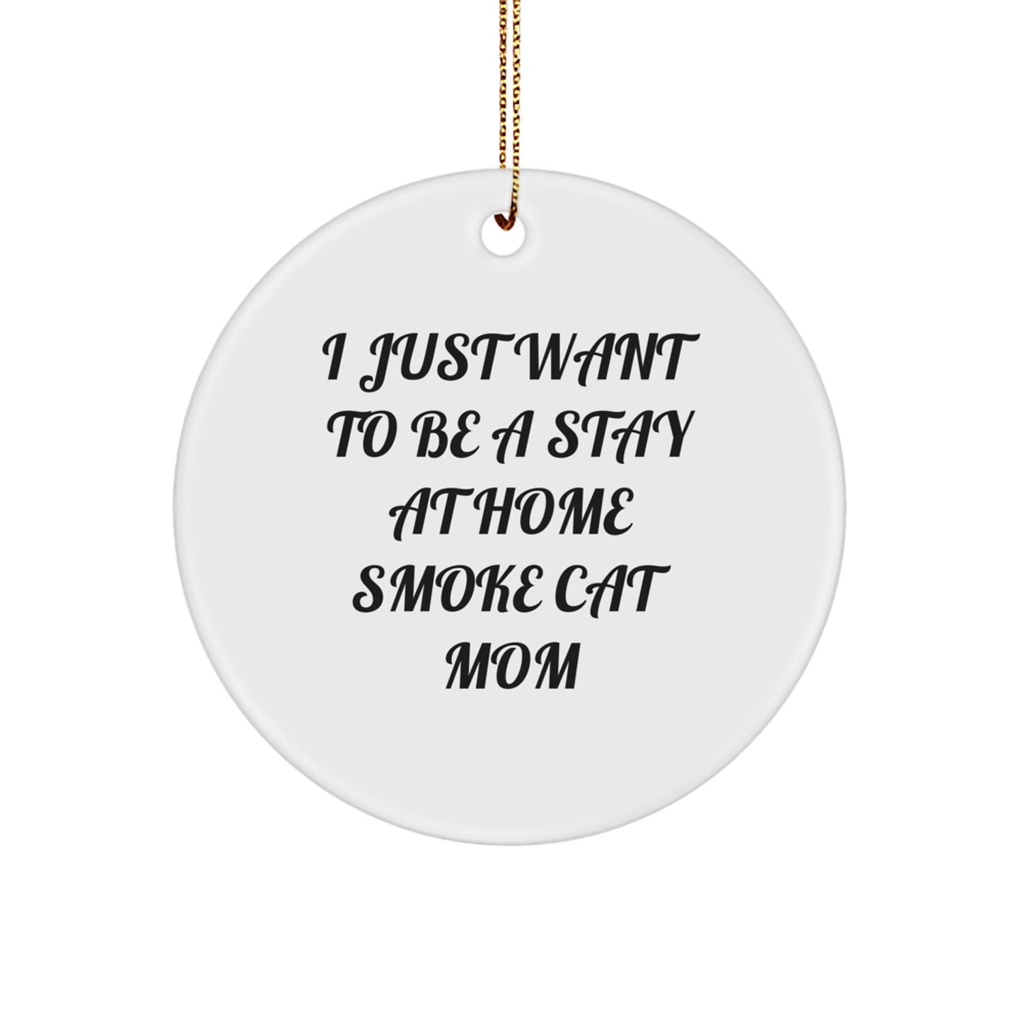 Funny Smoke Cat Mom Gifts from Friends for Smoke Cat Enthusiasts, Circle Ornament Quote 'I Just Want To Be A Stay At Home Smoke Cat Mom' for Christmas Unique Gifts - Image 1